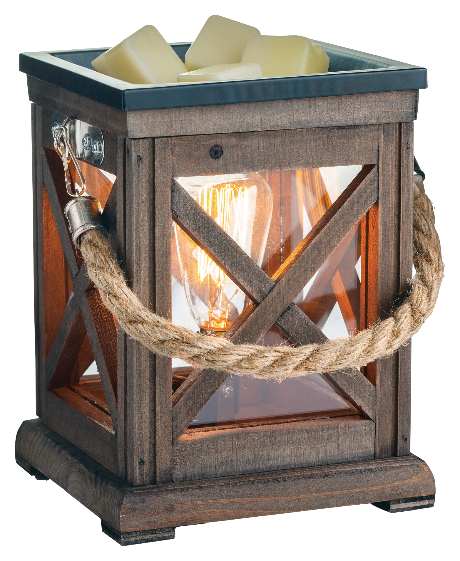 Image of Candle Warmers, Etc. Walnut &Rope Lantern Illumination Fragrance Warmer