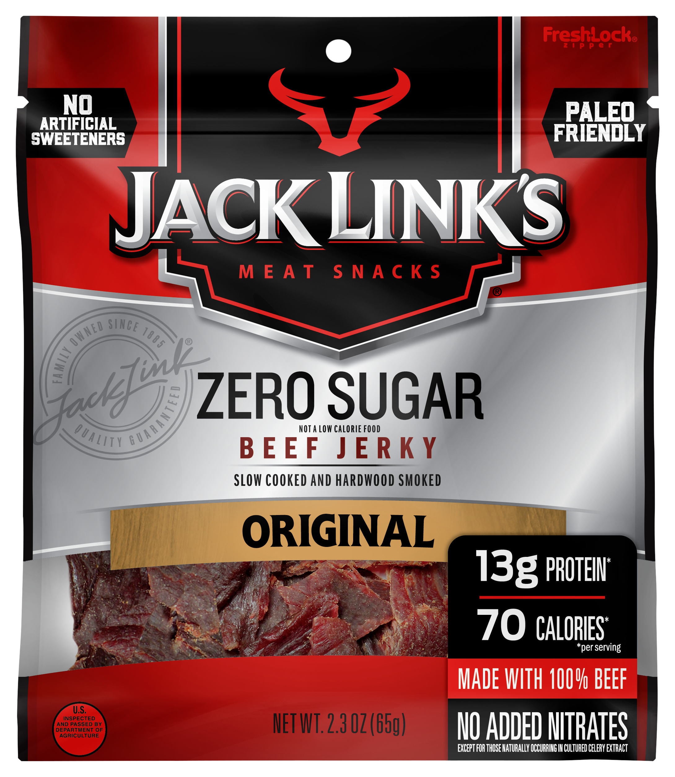 Jack Links Zero Sugar Original Beef Jerky - 2.3 oz.