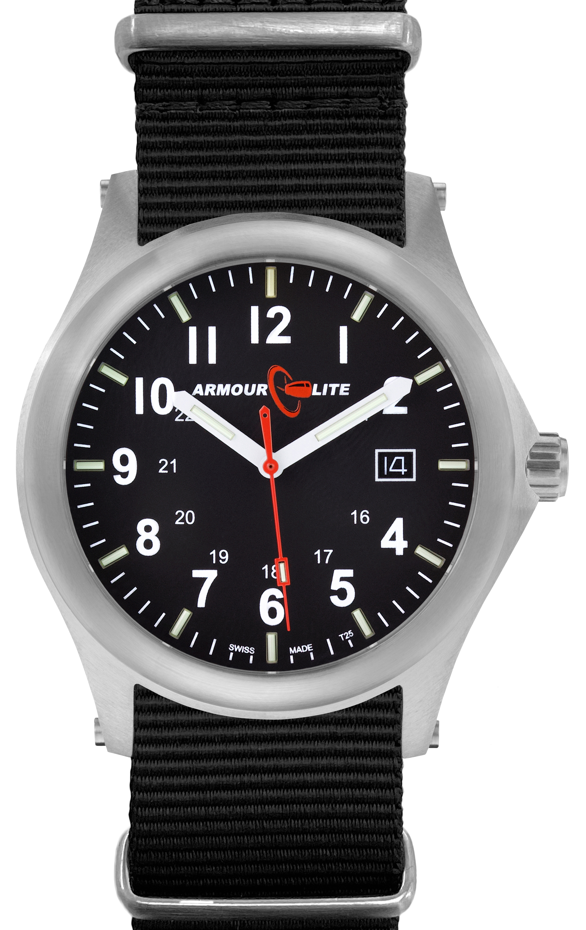 ArmourLite Field Series Tritium Watch with Nylon Band for Men - Silver/Blac