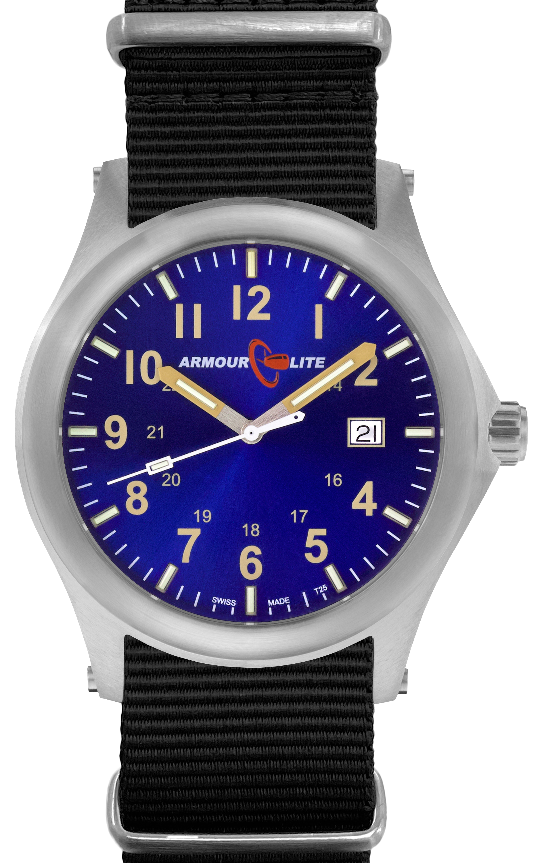 ArmourLite Field Series Tritium Watch with Nylon Band for Men - Silver/Blue