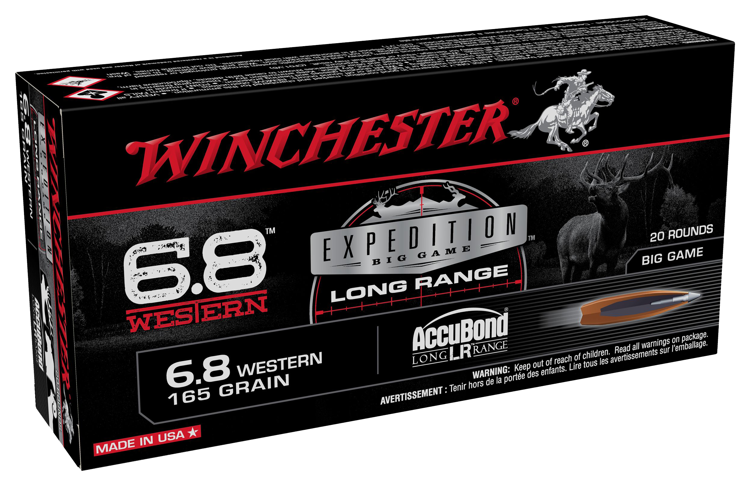 Winchester Expedition Big Game Long Range 6.8 Western 165 Grain AccuBond LR Centerfire Rifle Ammo