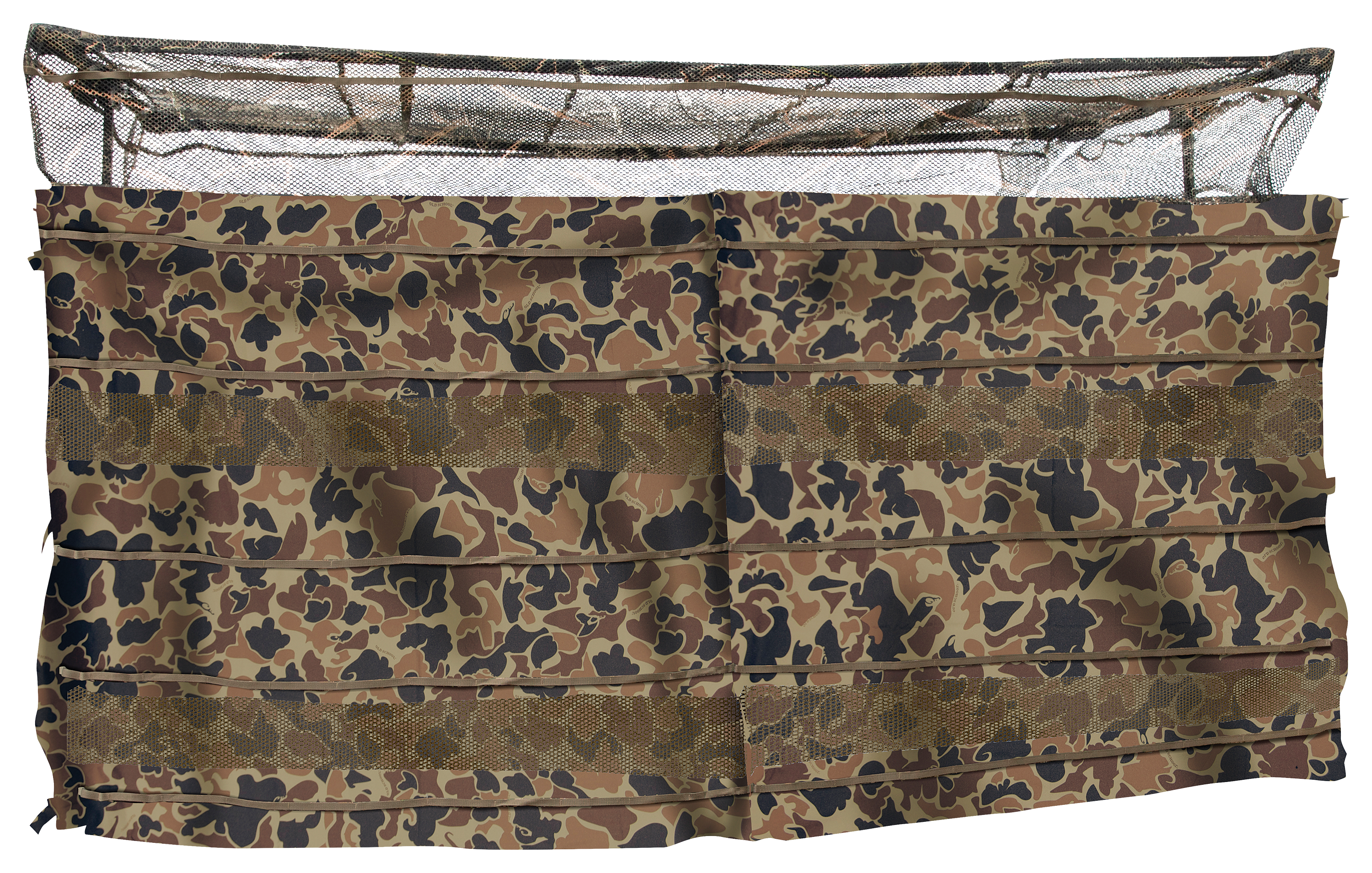 Drake Waterfowl Systems Ghillie 4-Man Blind with No Shadow Dual Action Top - Old School Camo - Drake Waterfowl