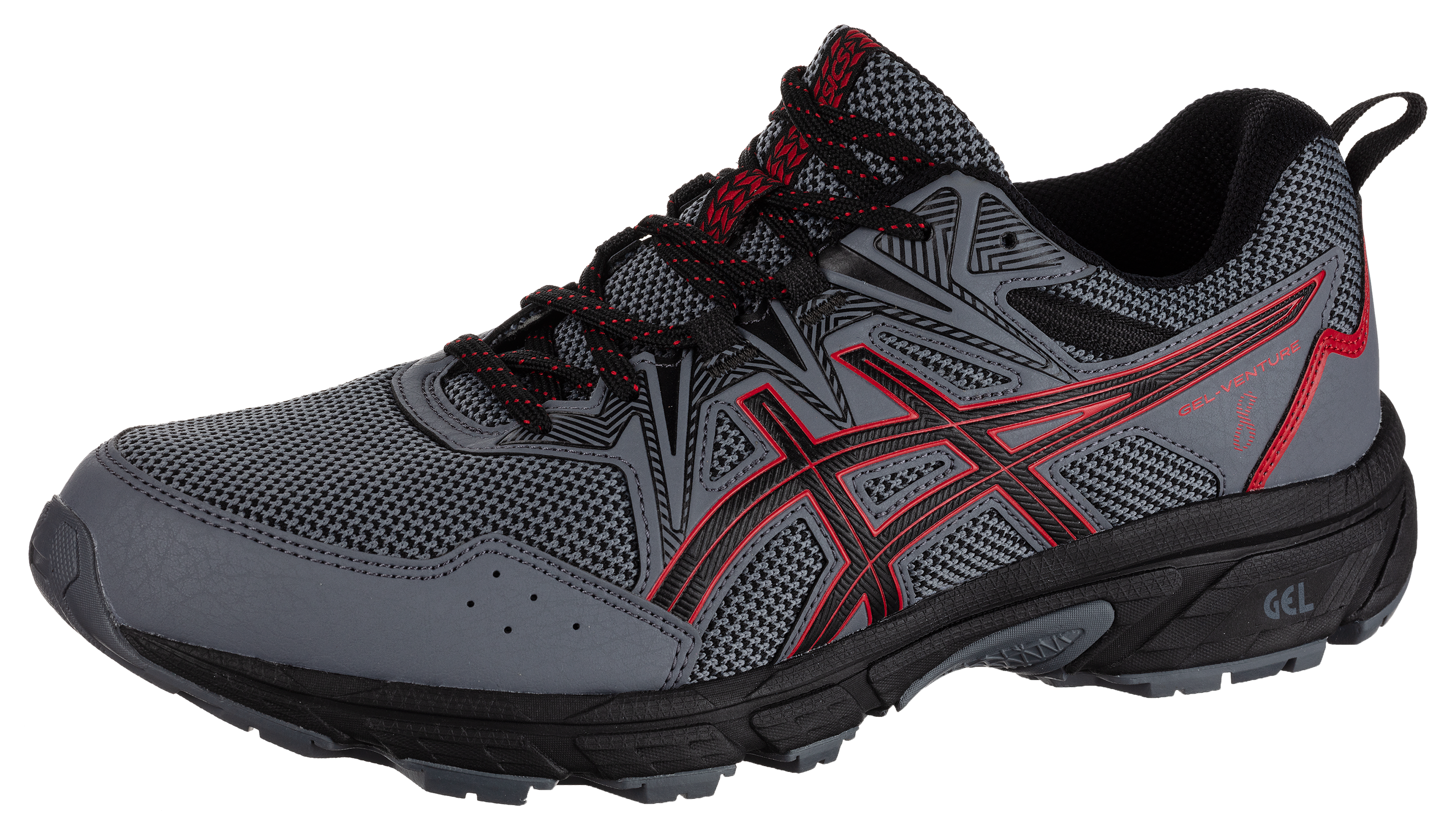Asics GEL-VENTURE 8 Running Shoes for Men - Charcoal/Black/Red - 8M
