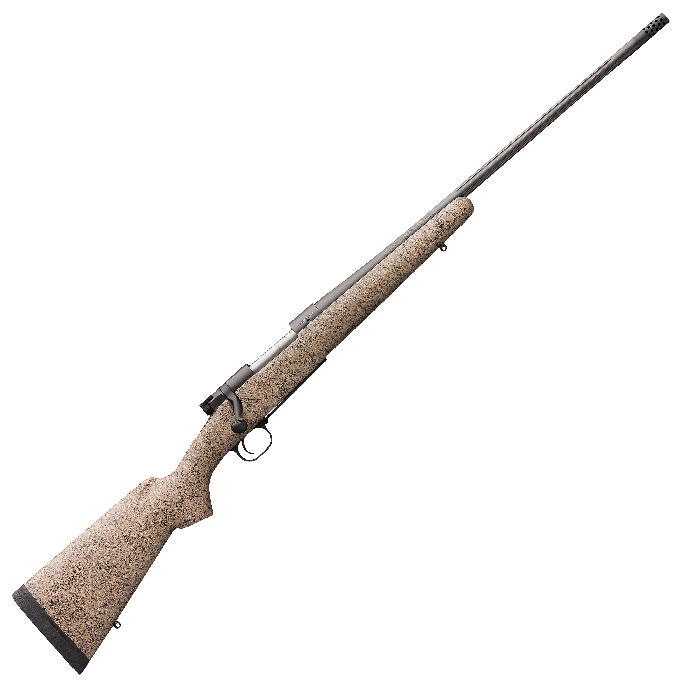 Winchester Model 70 Extreme Weather MB Bolt-Action Rifle in Tan/Black Spiderweb - 6.5 PRC - Winchester