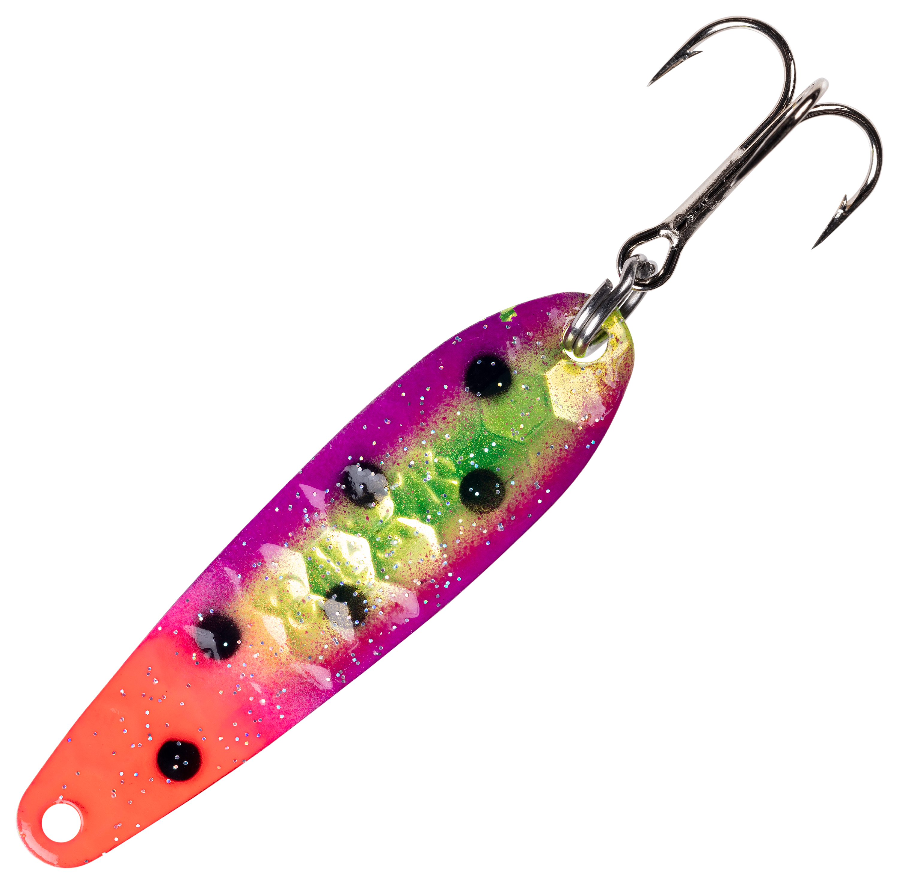 Image of Wolverine Tackle Silver Streak Jr. Spoon - 2-3/8″ - UV Purple Anti Kiwi