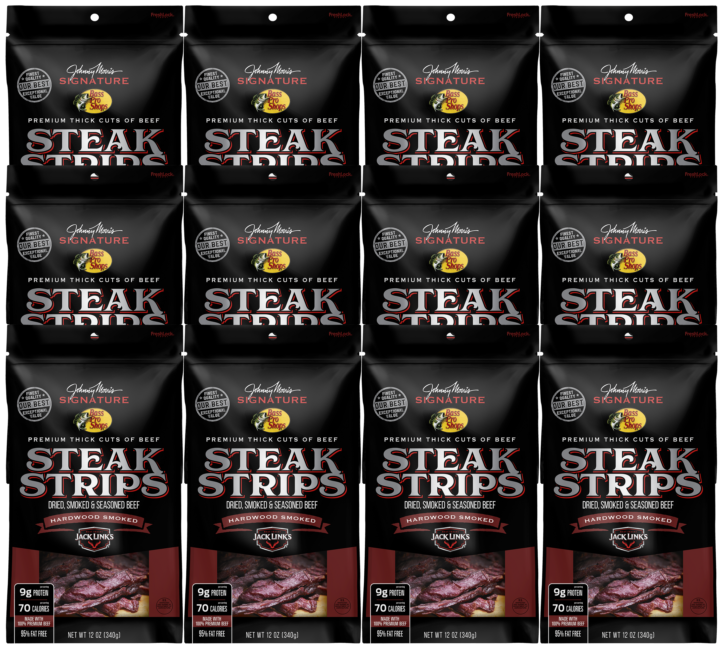 Bass Pro Shops Johnny Morris Signature Steak Strips - 12 oz/12 Pack