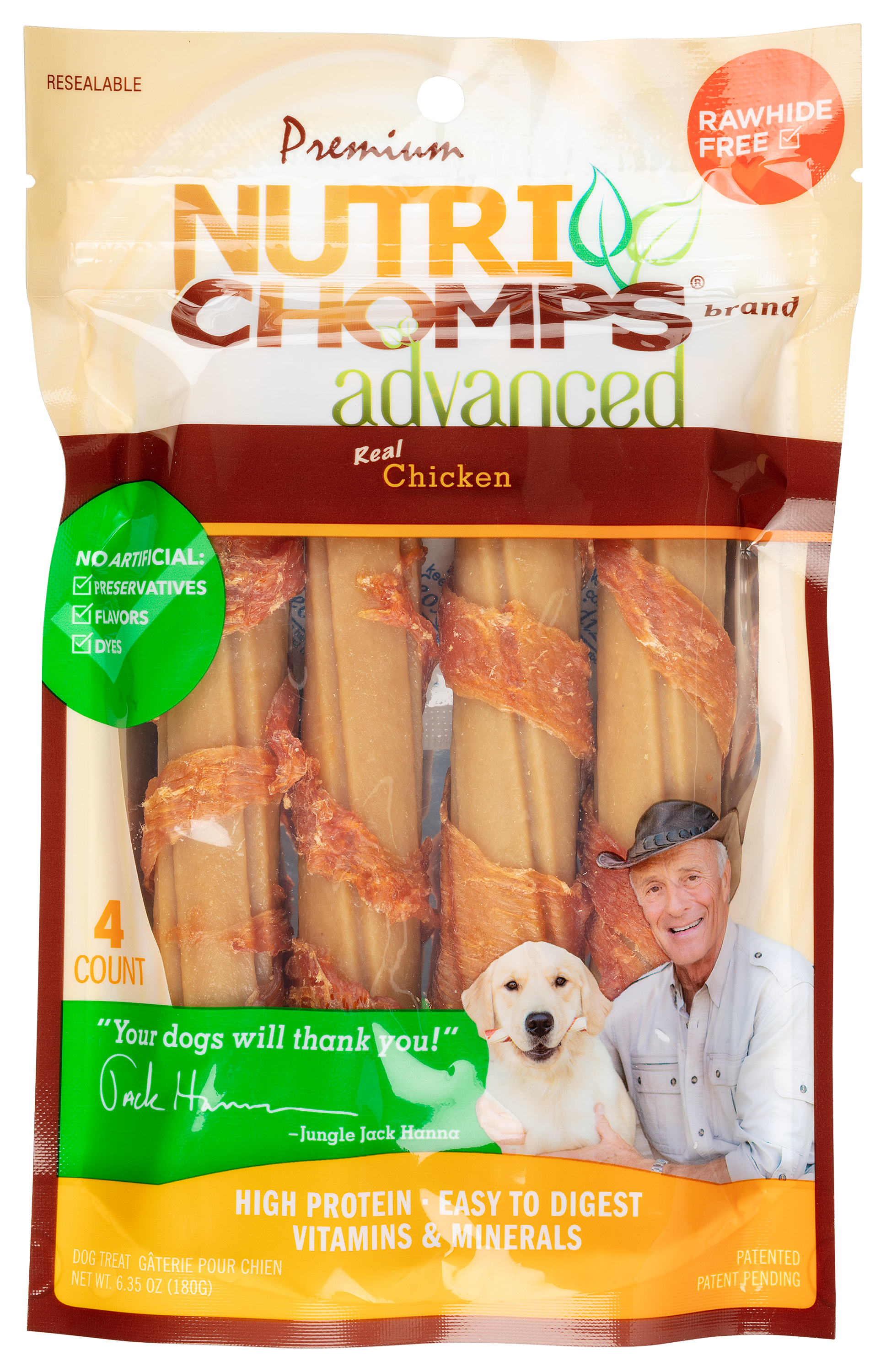 Nutri Chomps Advanced Real Chicken Twists Dog Treats - 4 Count - Nutri Chomps