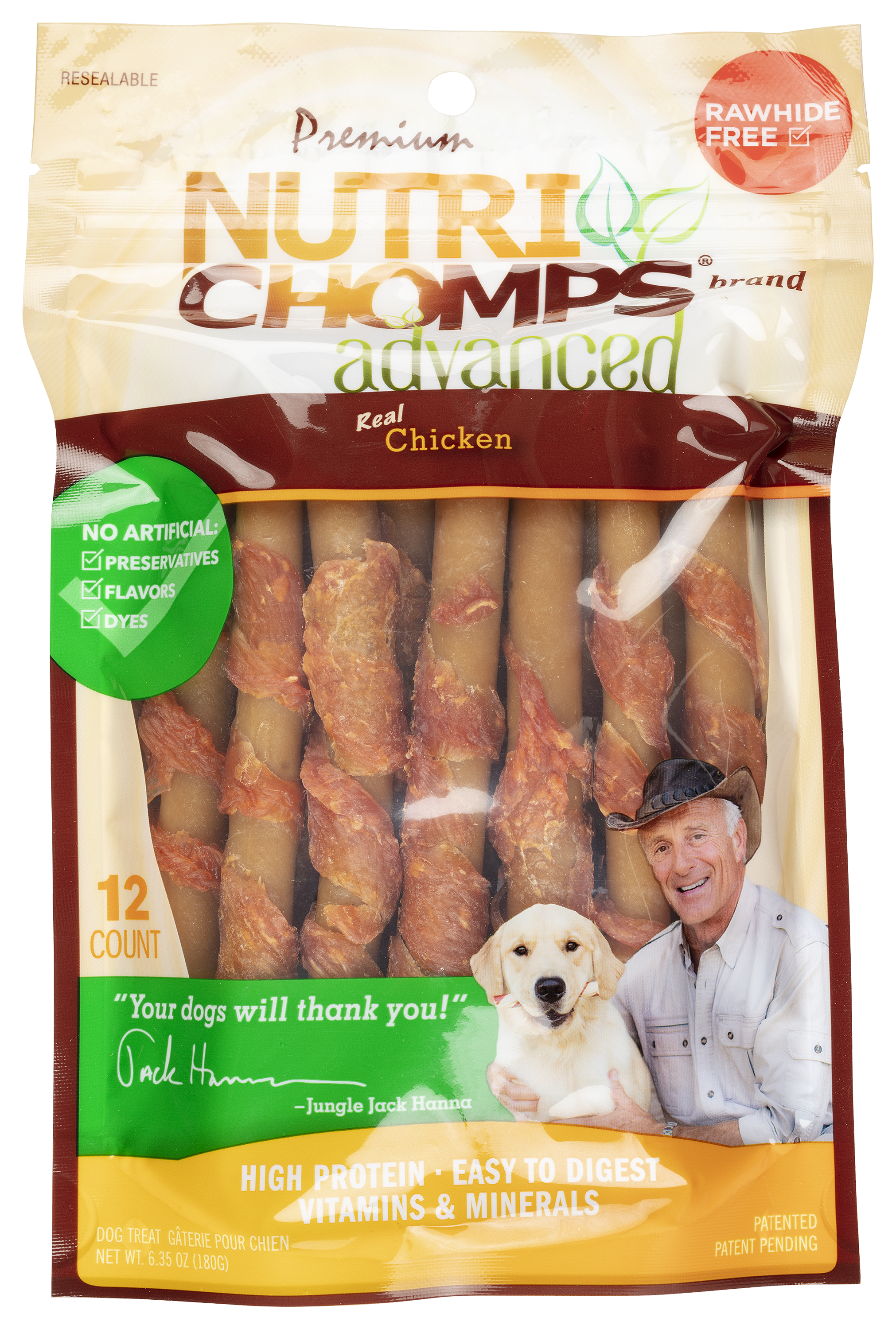 Nutri Chomps Advanced Real Chicken Twists Dog Treats - 12 Count - Nutri Chomps