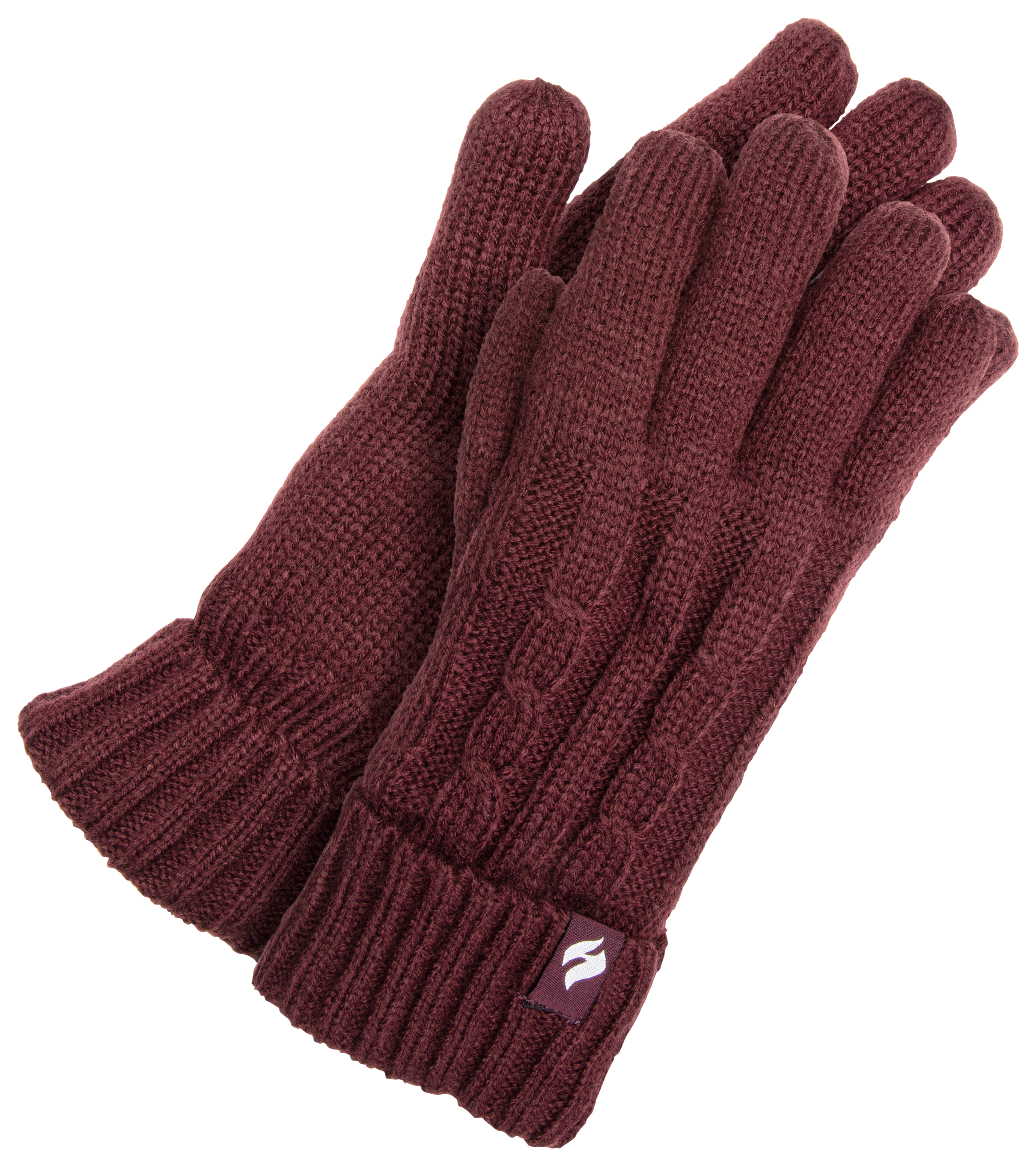 Image of Heat Holders Insulated Cable-Knit Gloves for Ladies - Deep Wine - S/M