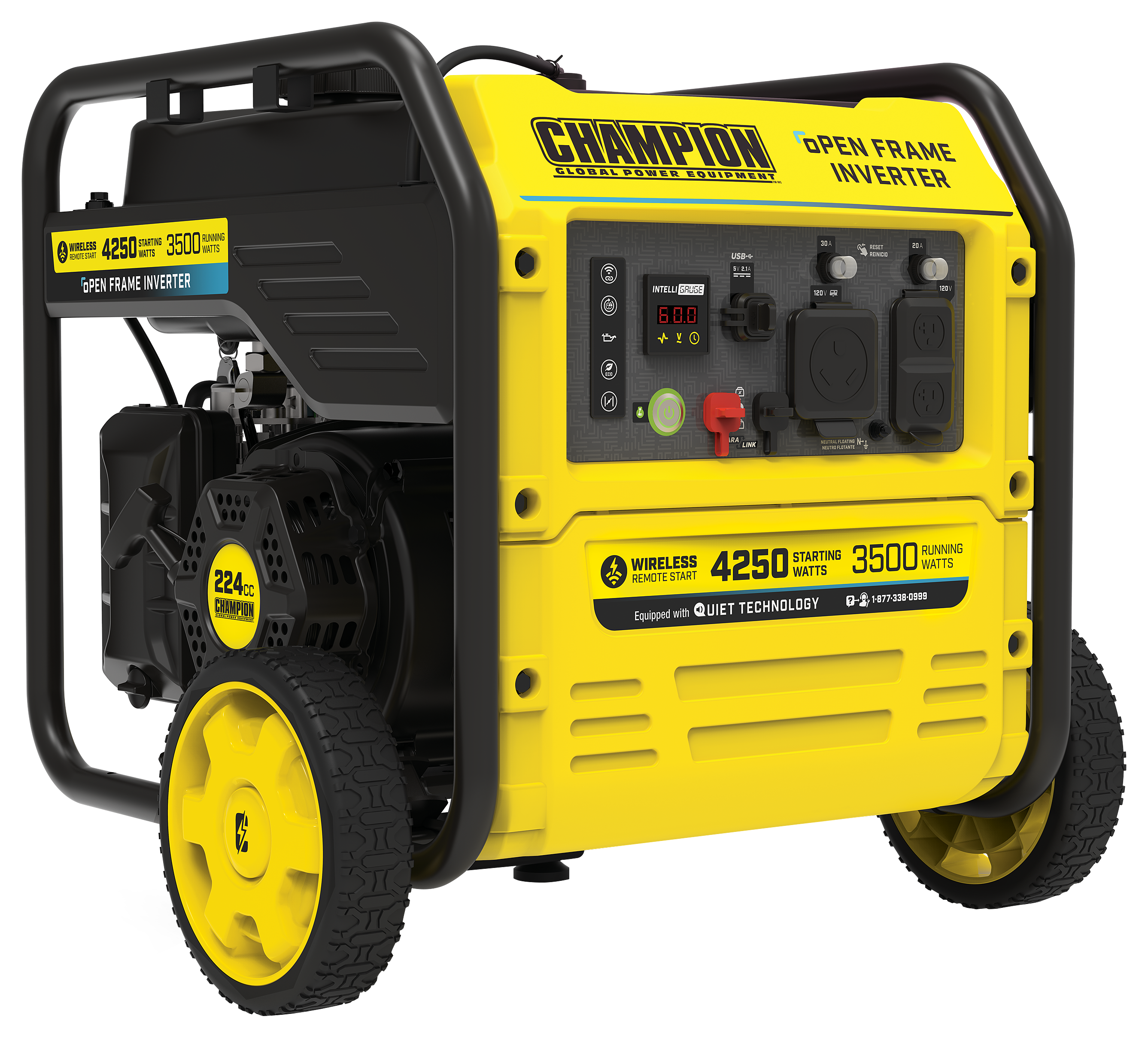 Champion 4,250W/3,500W Inverter Generator with Remote Start and Wheel Kit