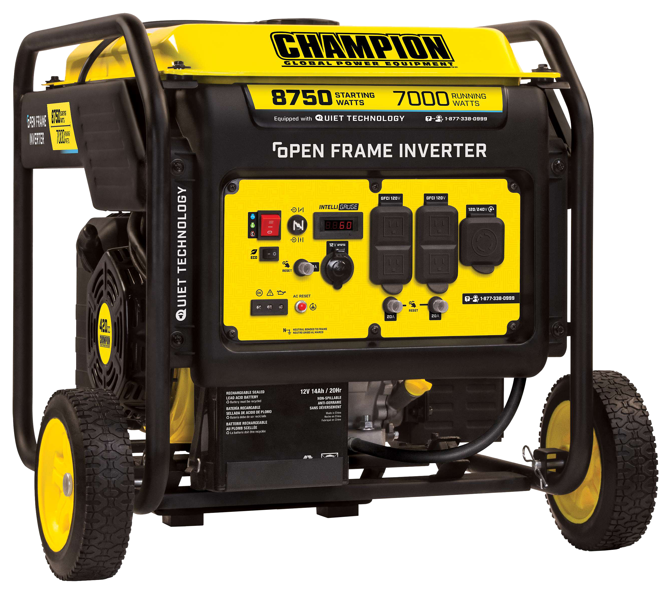 Champion 8,750W/7,000W Open Frame Inverter Generator with Electric Start an