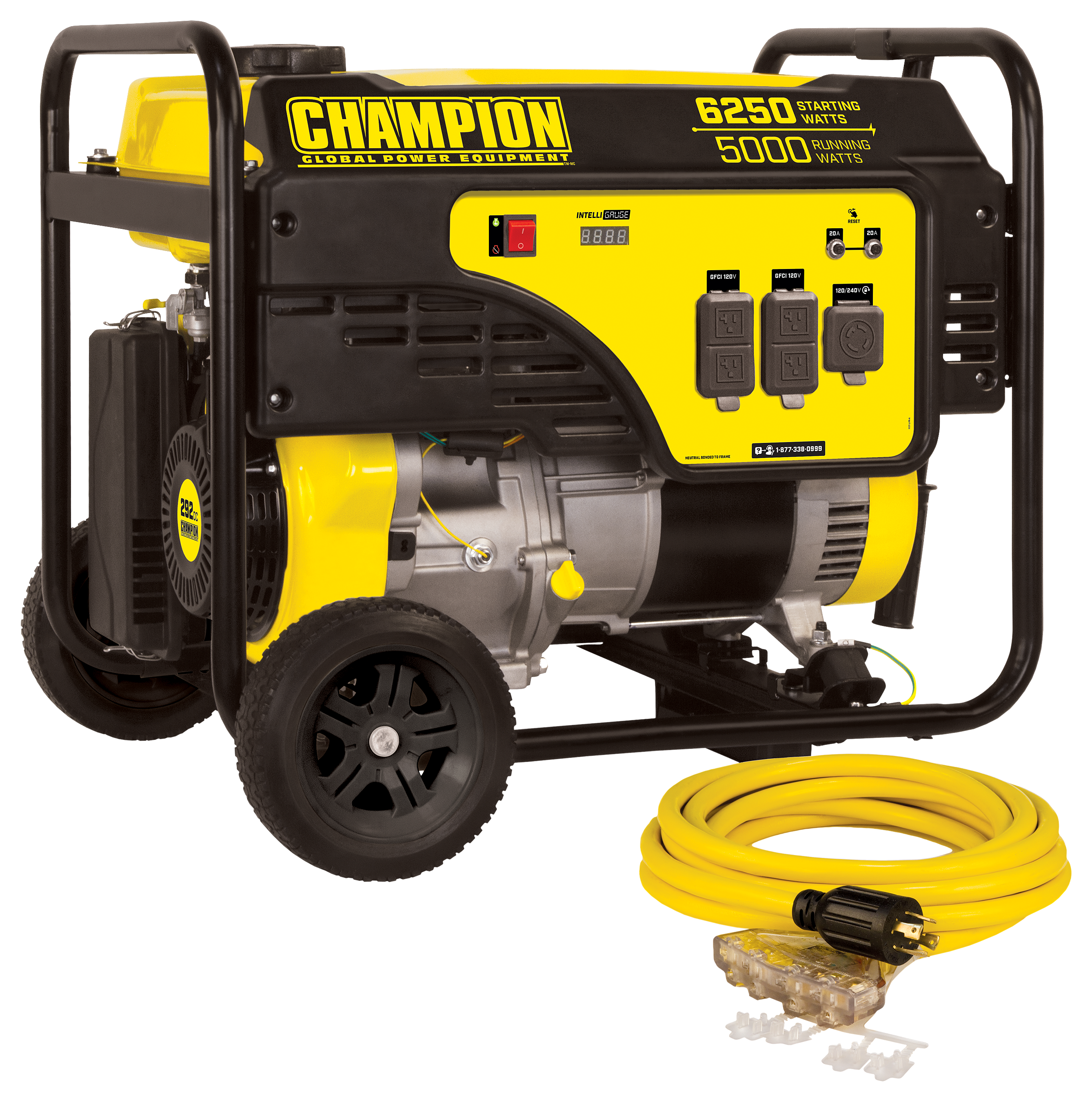 Champion 5000W Generator with Wheel Kit and Extension Cord