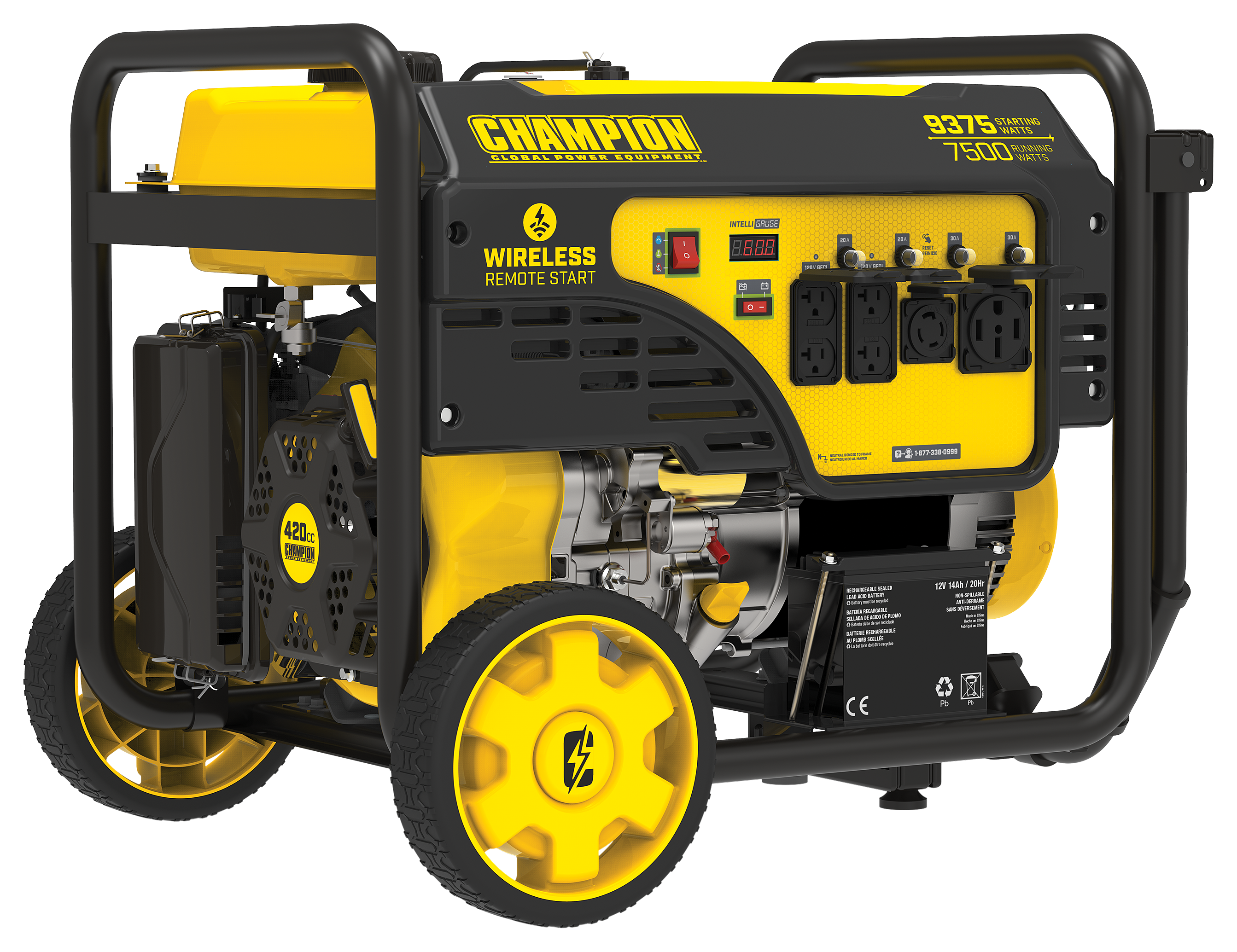 Champion 9,375W/7,500W Generator with Remote Start and Wheel Kit