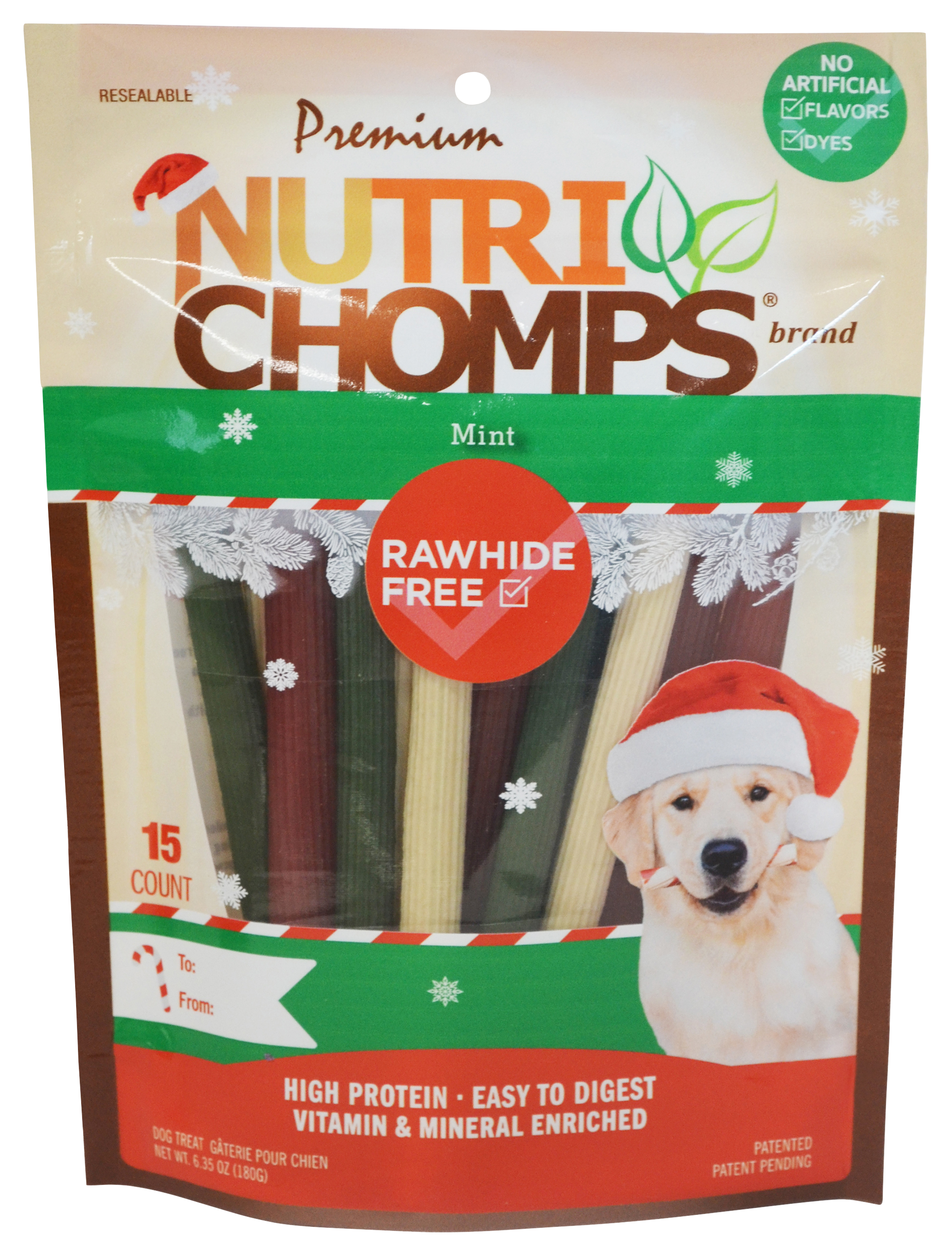 Nutri Chomps Holiday Mint Stick Rawhide-Free Dog Chews