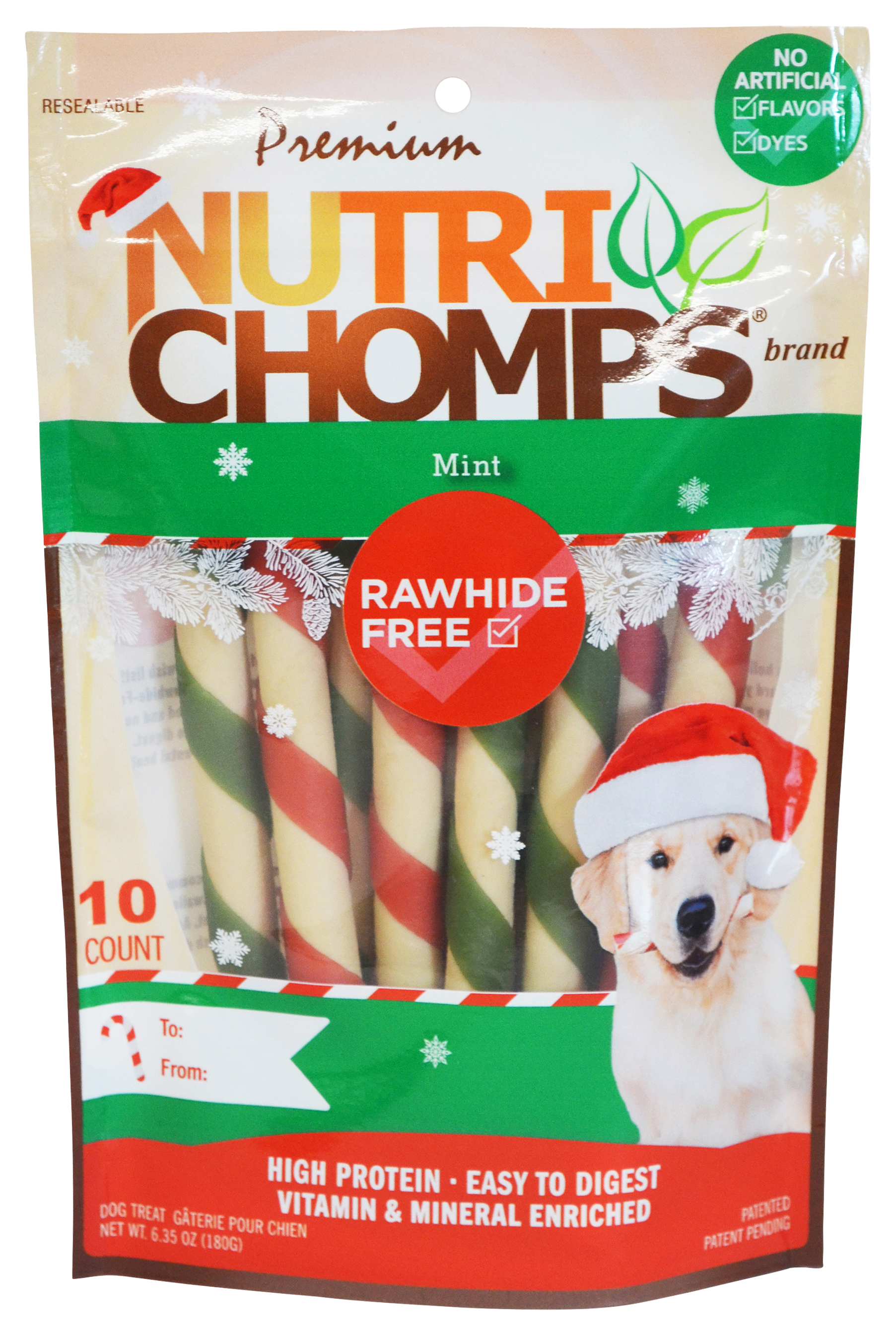Nutri Chomps Holiday Mint Mini Twist Rawhide-Free Dog Chews