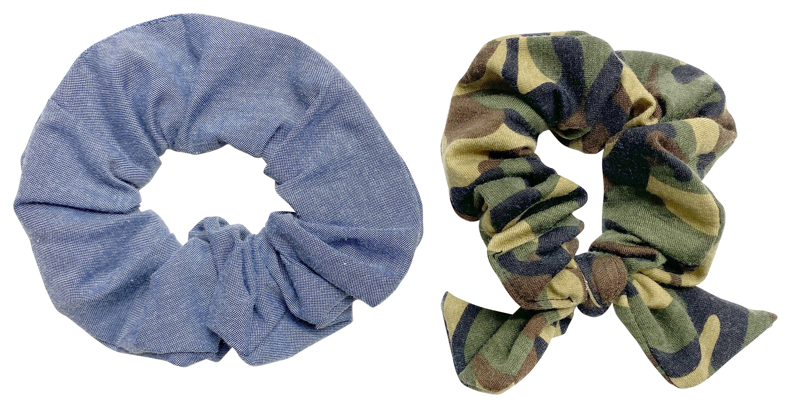 Quagga Stretchable Fabric Hair Ties 2-Pack - Camo/Denim