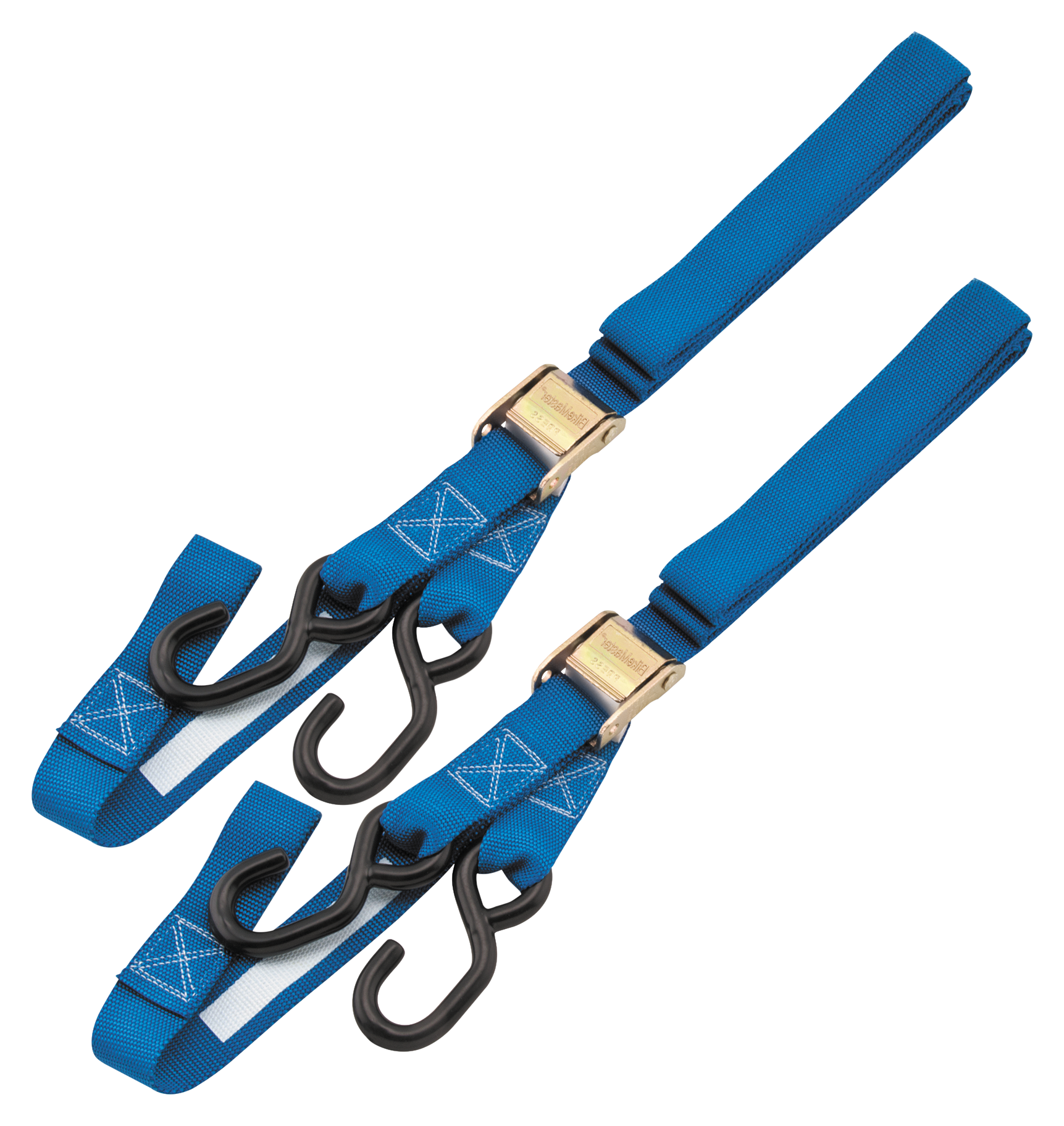 BikeMaster Integrated Soft-Hook Tie-Downs with Carabiners - Blue - 1.5 x