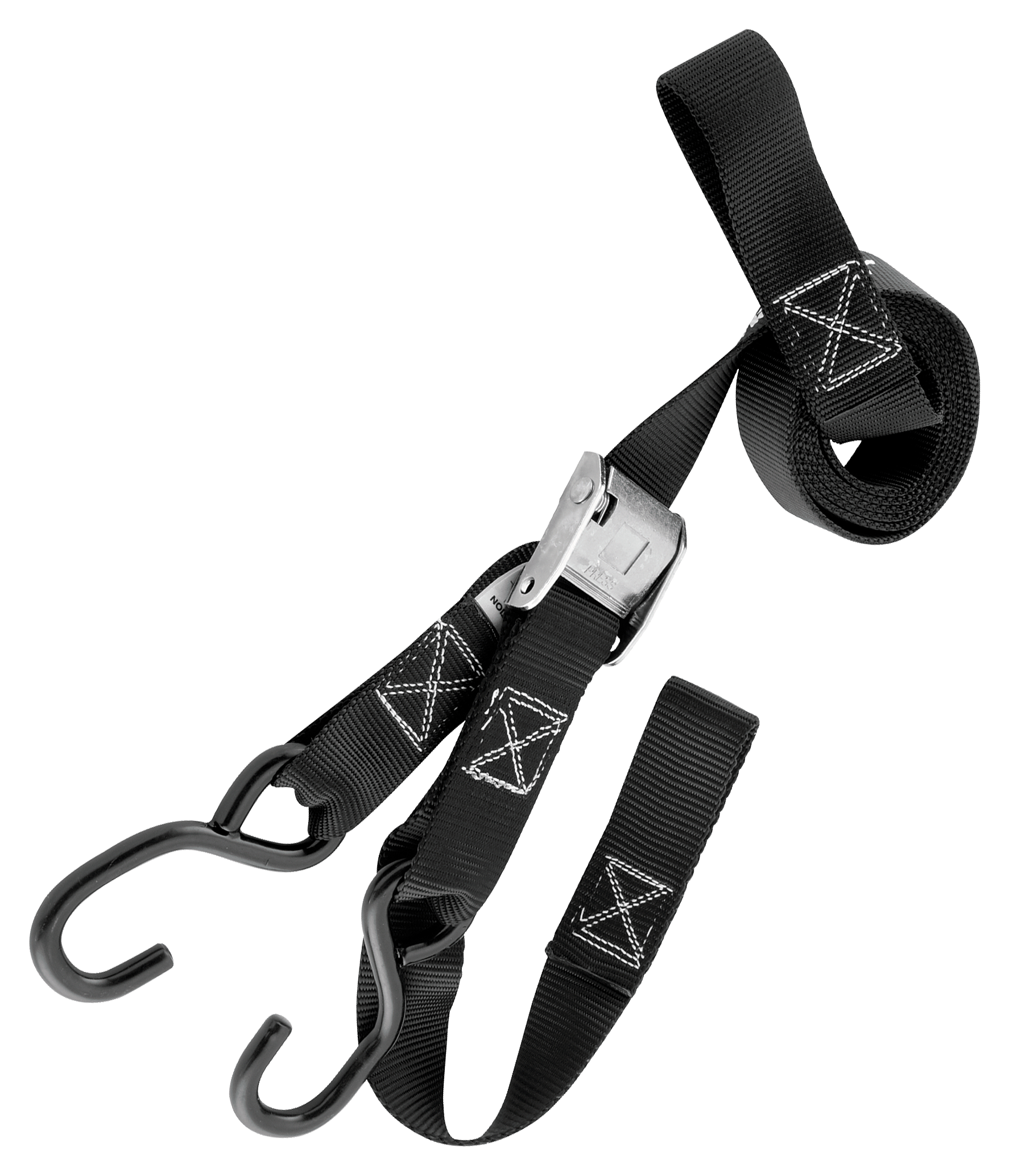 BikeMaster Integrated Soft-Hook Tie-Downs with Carabiners - Black - 1.5 
