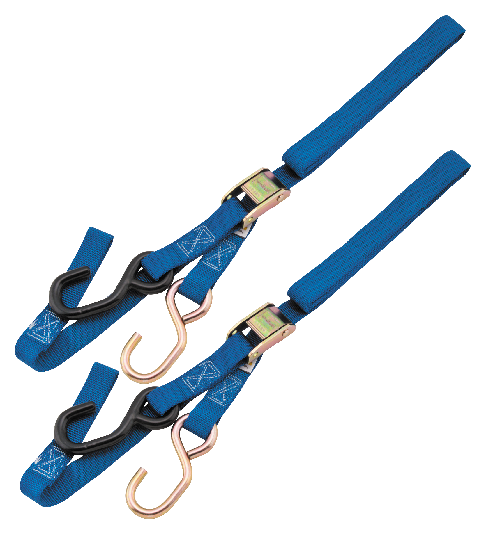 BikeMaster Integrated Soft-Hook Tie-Downs with Carabiners - Blue - 1 x 7