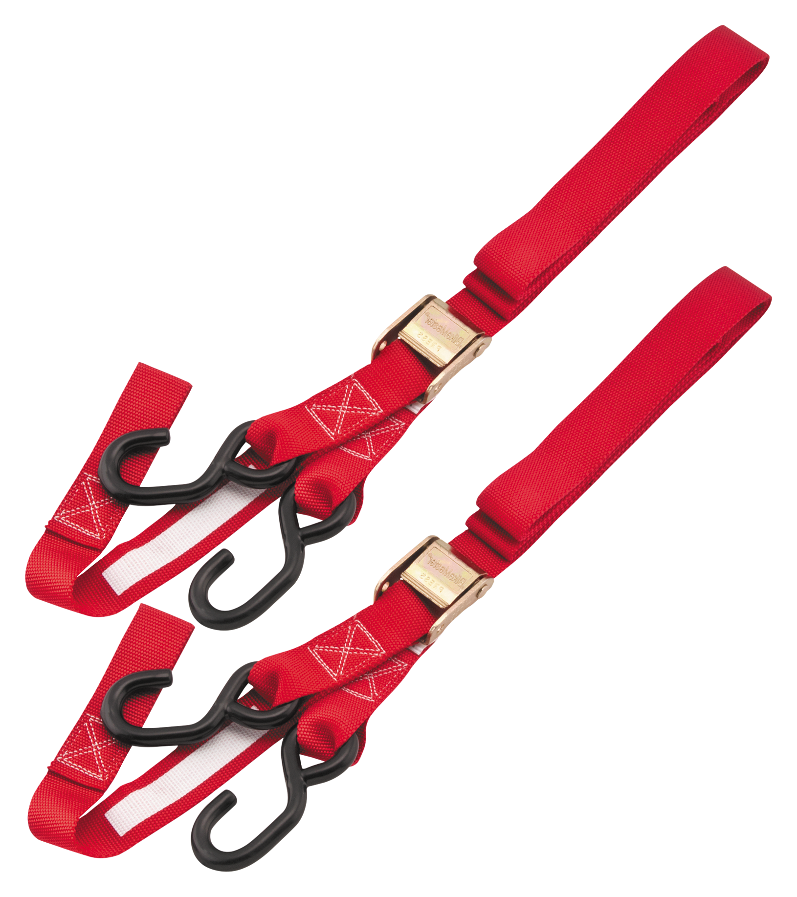 BikeMaster Integrated Soft-Hook Tie-Downs with Carabiners - Red - 1.5 x 