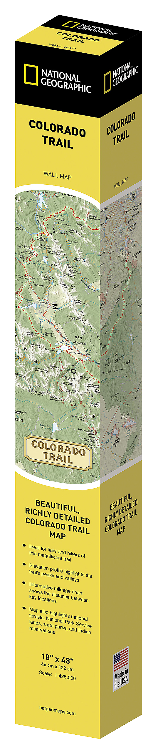 National Geographic Large Trail Wall Map in Gift Box - Colorado Trail - National Geographic