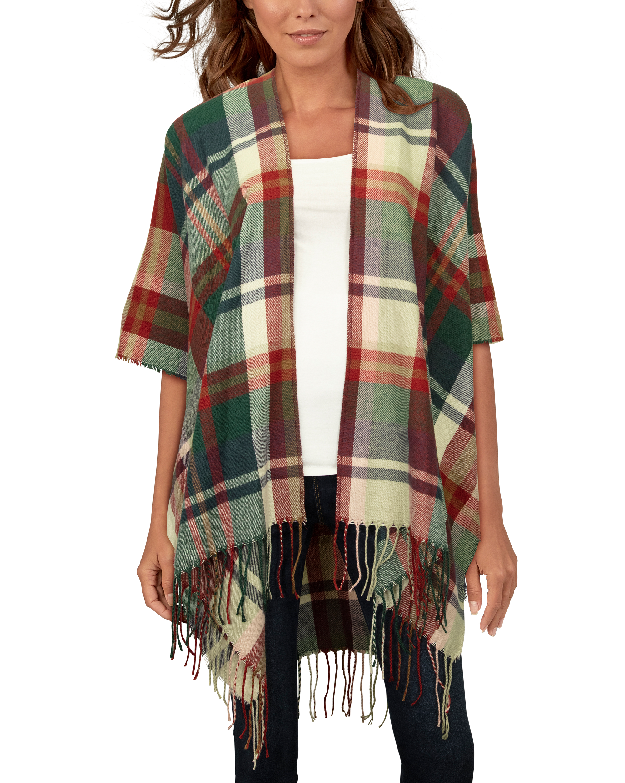 3082666 Quagga Flannel Fest Ruana for Ladies - Forest Plai sku 3082666