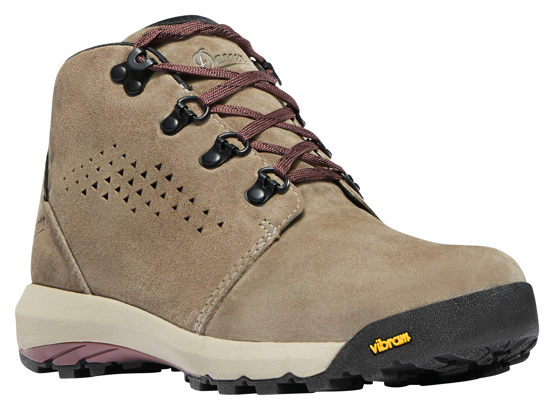 Image of Danner Inquire Chukka Suede Waterproof Hiking Boots for Ladies - Gray/Plum - 5.5M