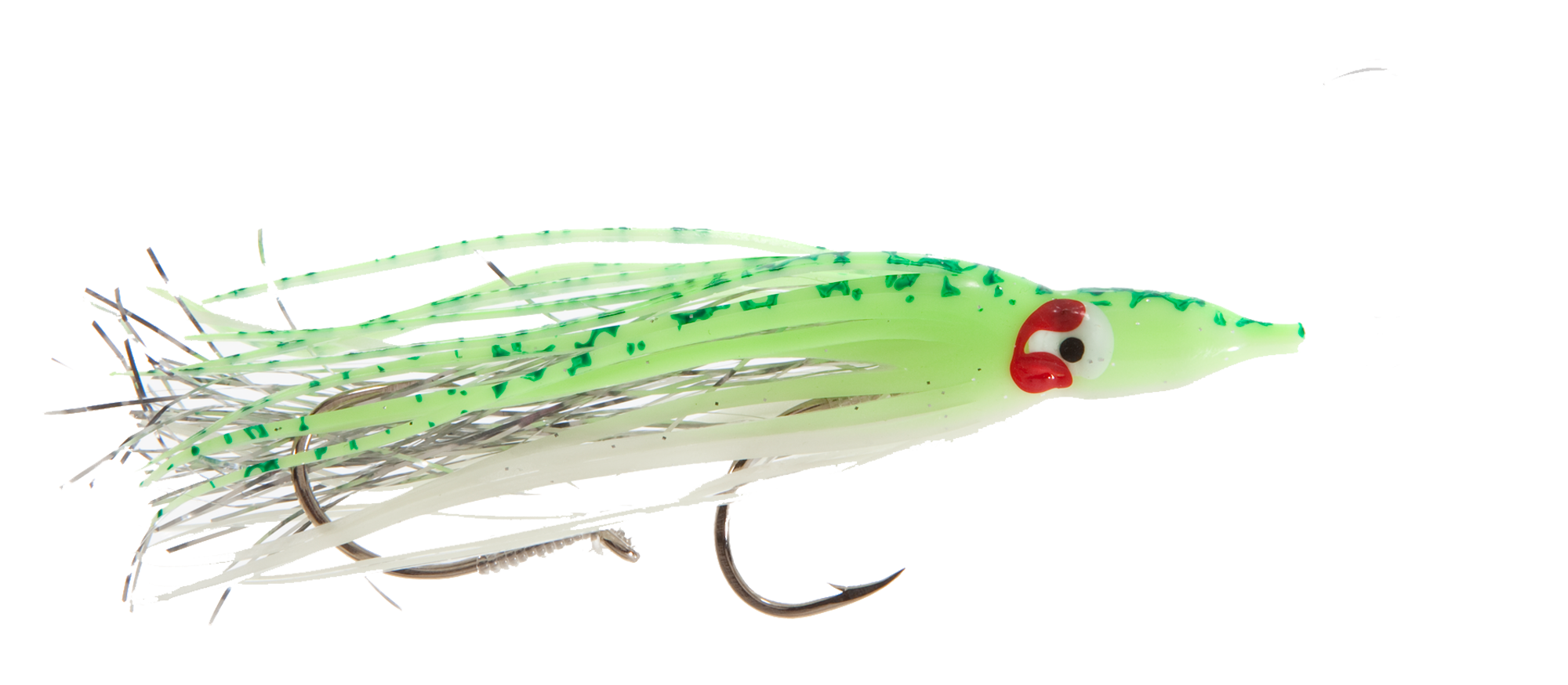 Silver Horde Tinsel Squid - Glow/Chartreuse Spatterback