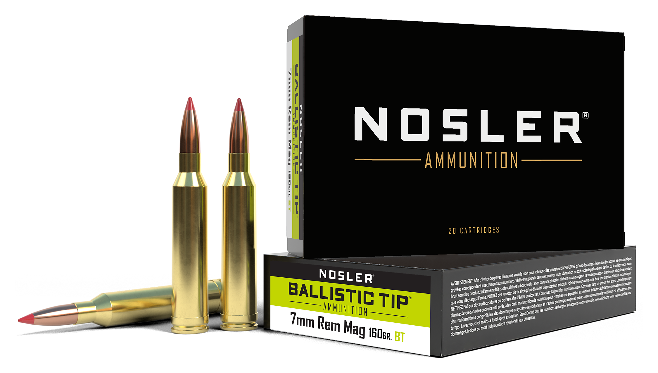 Nosler Ballistic Tip 7mm Remington Magnum 160 Grain Rifle Ammo - Nosler