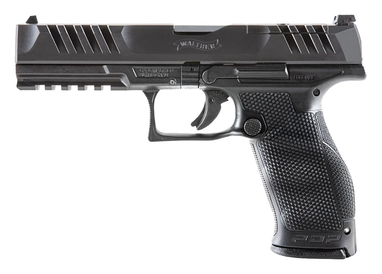 Image of Walther PDP Full-Size Optic-Ready Semi-Auto Pistol - 9mm - 5″ - Ambidextrous - Tenifer Matte Black - Black Matte - 18 + 1 Rd Cap