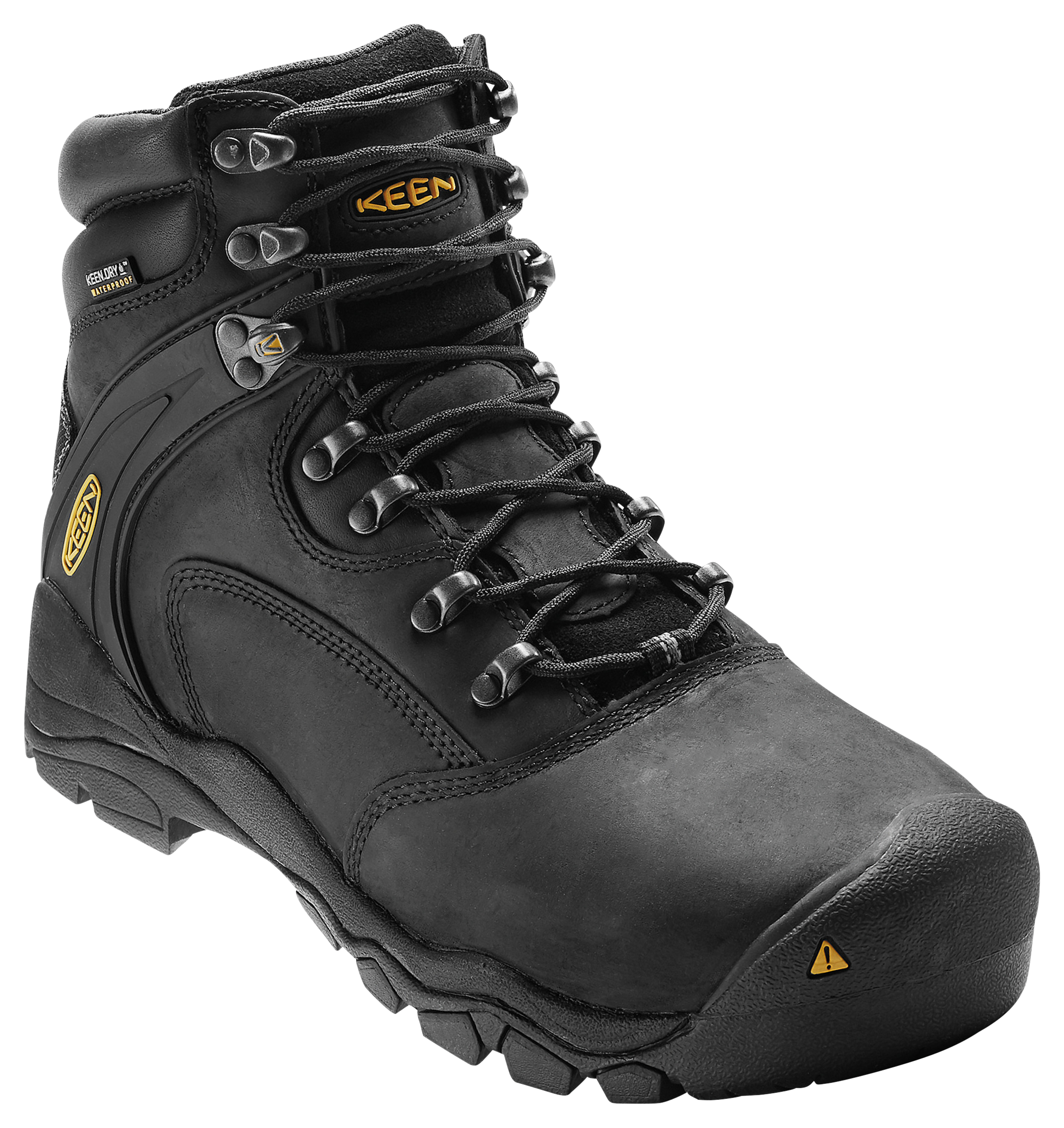 Image of KEEN Utility Louisville 6' Waterproof Steel Toe Work Boots for Men - Black - 10M