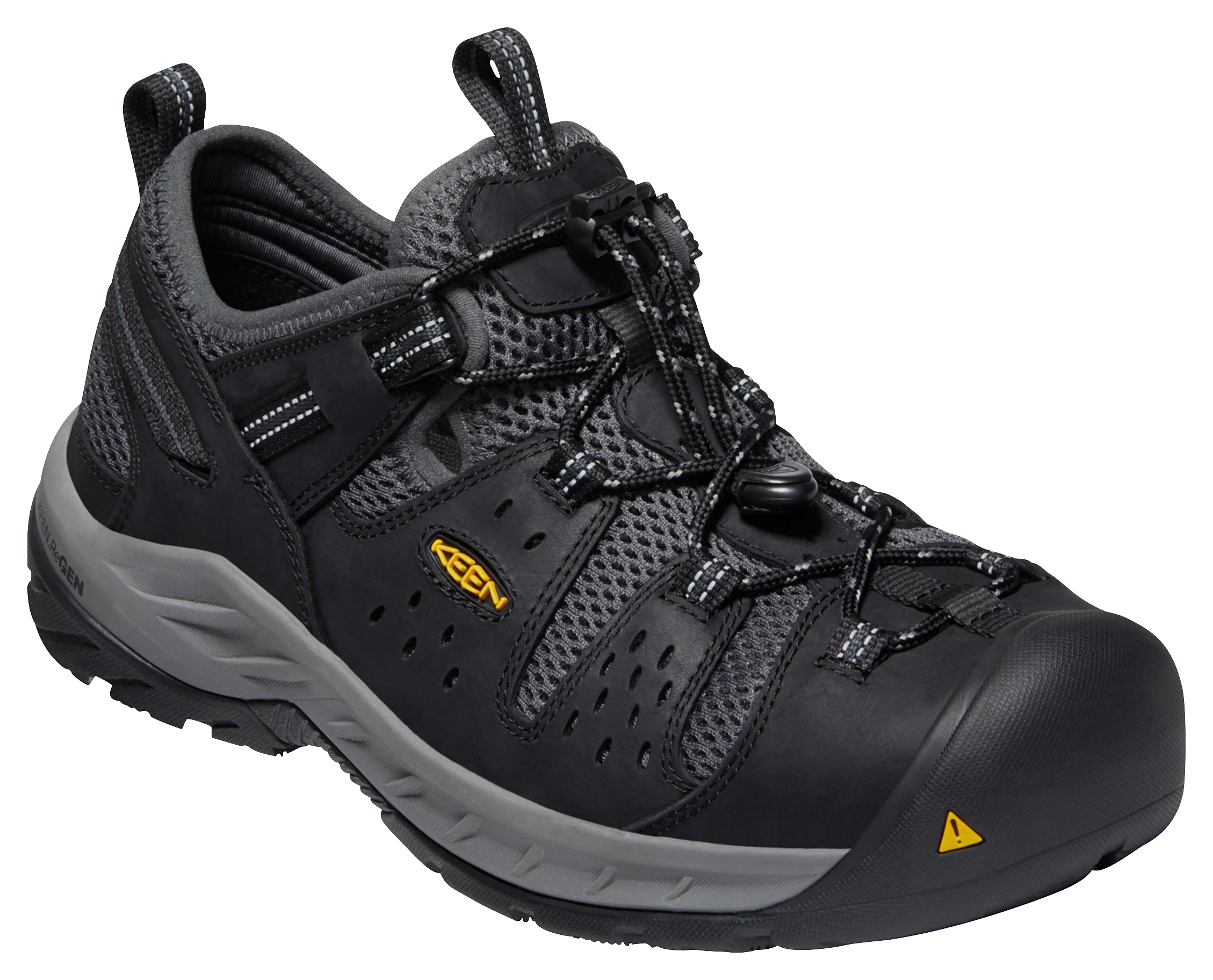 KEEN Utility Atlanta Cool II Steel Toe Work Shoes for Men - Black/Dark Shadow - 9.5W