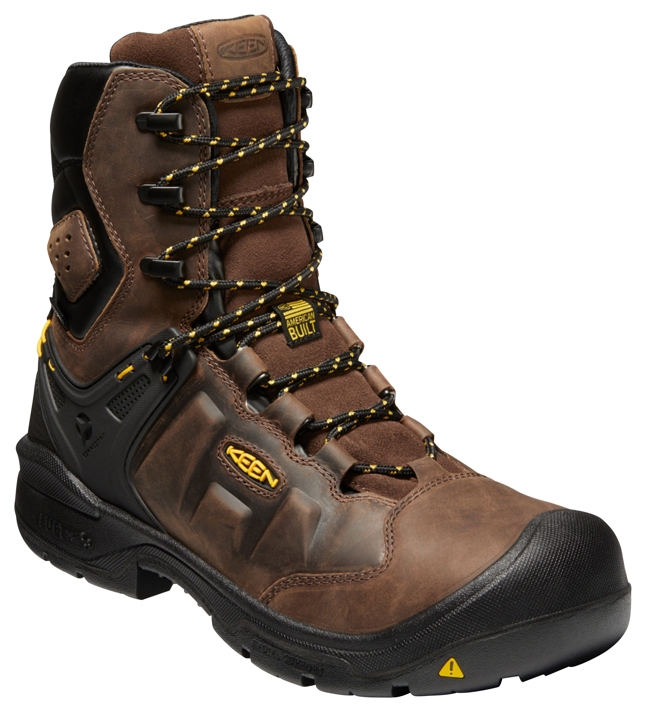 Image of KEEN Utility Dover 8' Waterproof Carbon-Fiber Toe Work Boots for Men - Dark Earth/Black - 10M