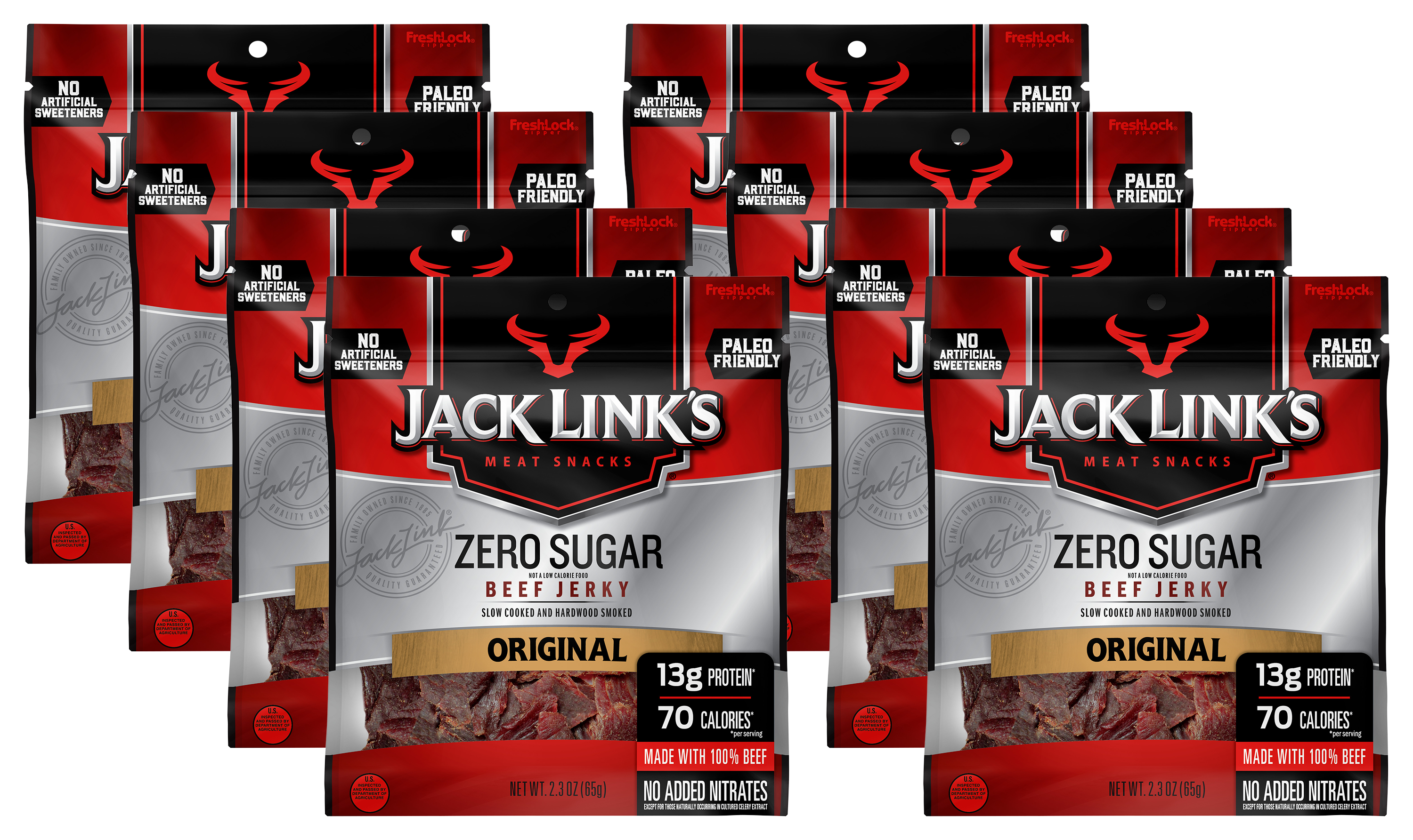 Jack Links Zero Sugar Original Beef Jerky - 2.3 oz./8-Pack