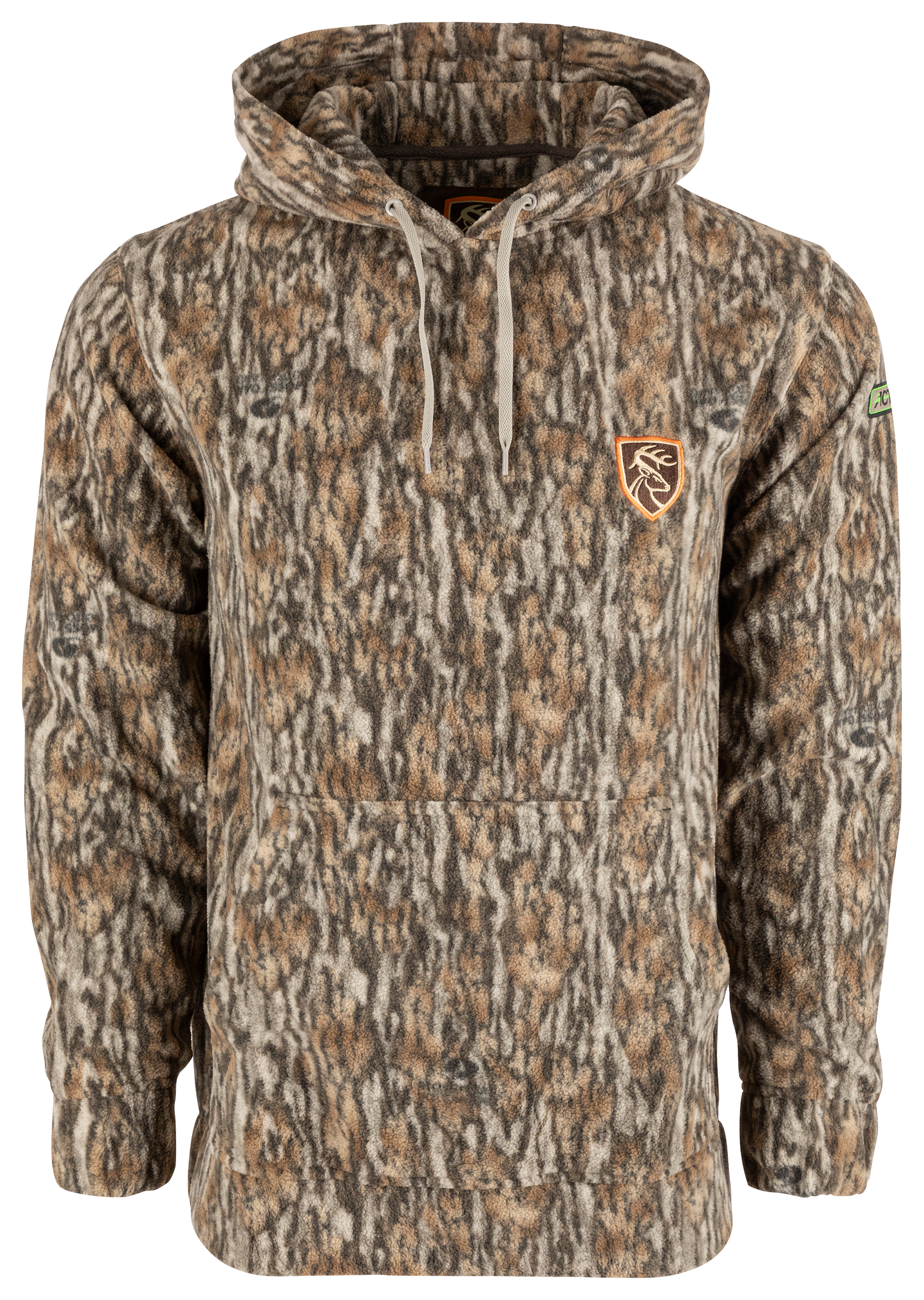 Image of Non-Typical by Drake Storm Front Fleece Midweight 4-Way-Stretch Long-Sleeve Hoodie for Men - Mossy Oak Original Bottomland - 3XL