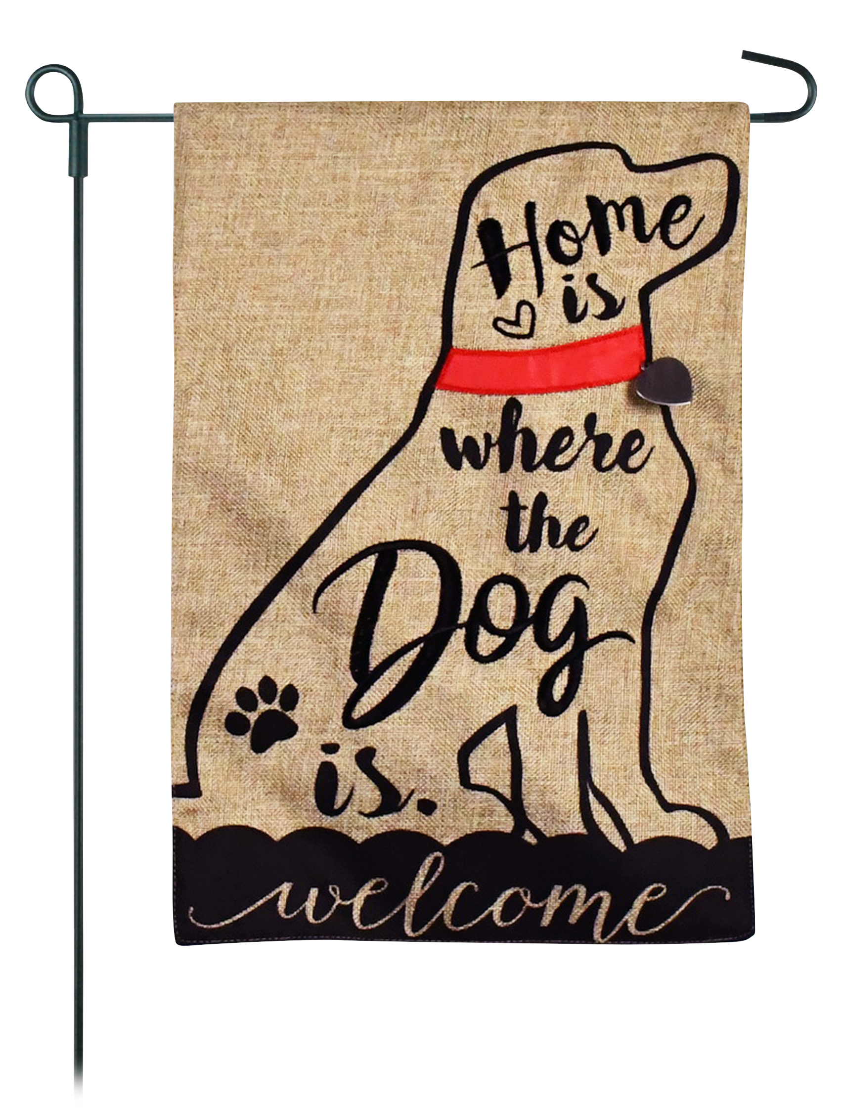 JEC Home Goods Home is Where the Dog Is 2-Sided Burlap Garden Flag