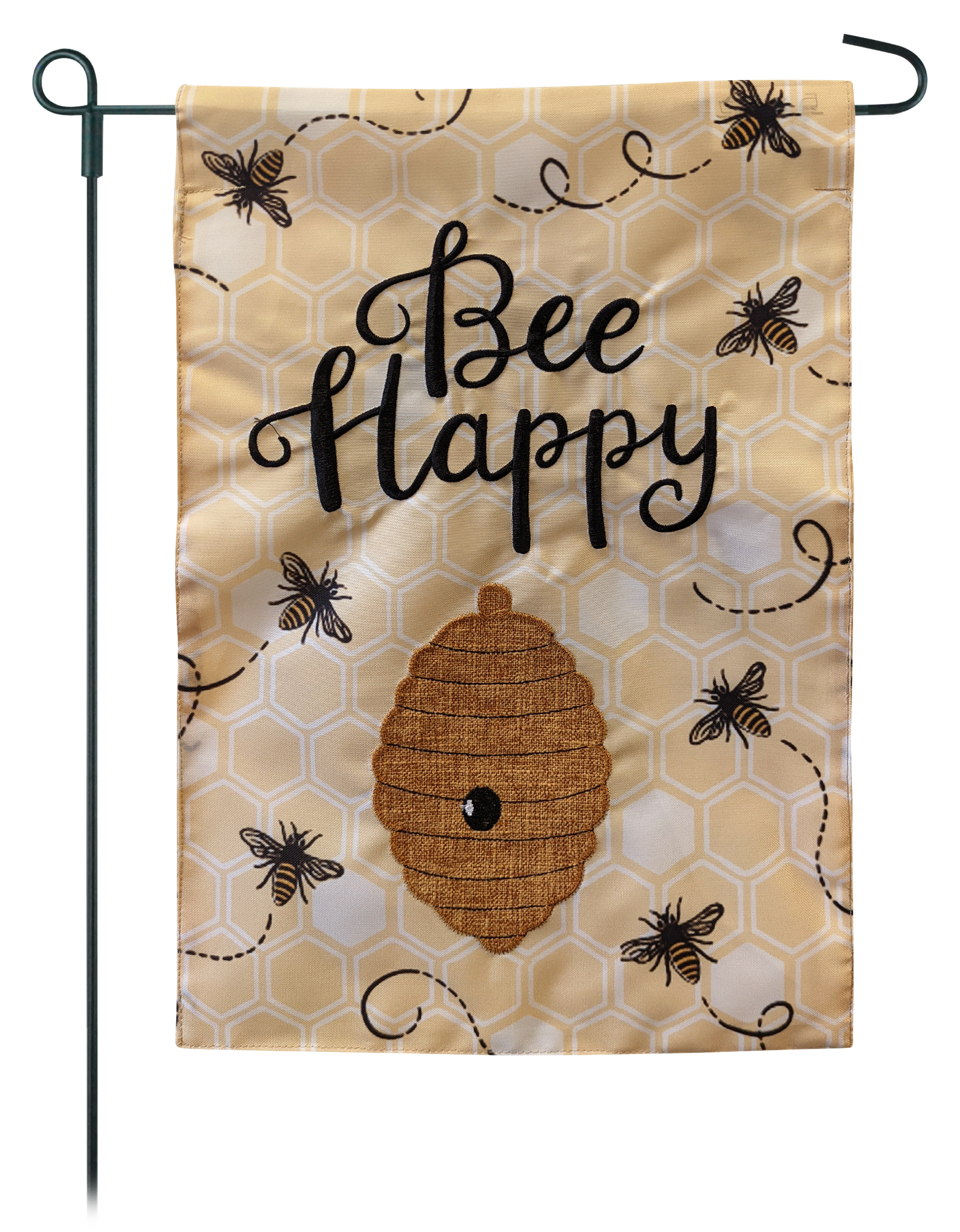 JEC Home Goods Bee Happy 2-Sided Burlap Garden Flag