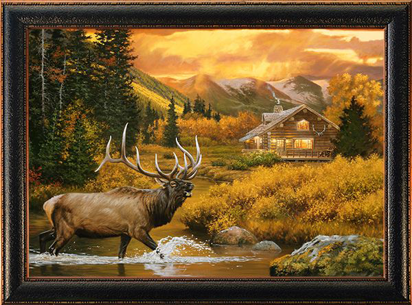 Image of Rocky Mountain Publishing Golden Hour Framed Canvas Gicle by Dallen Lambson - 25″ x 35″ x 2″