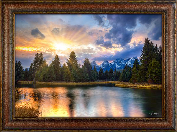 Image of Rocky Mountain Publishing Last Light Reflections Framed Canvas Gicle by Mitchell Mansanarez - 21″ x 28″ x 2″