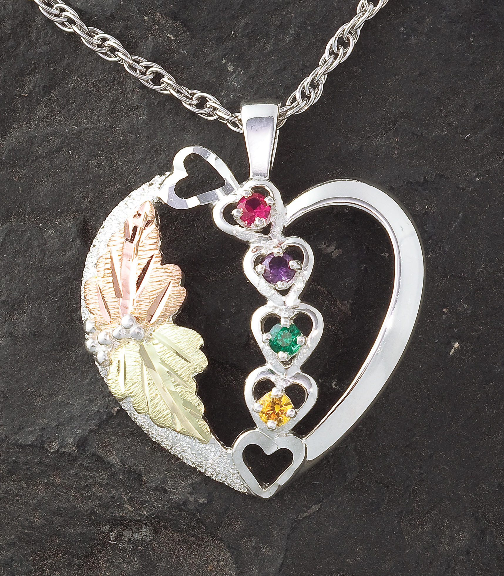 Landstroms Customized Heart Necklace - Four Stones