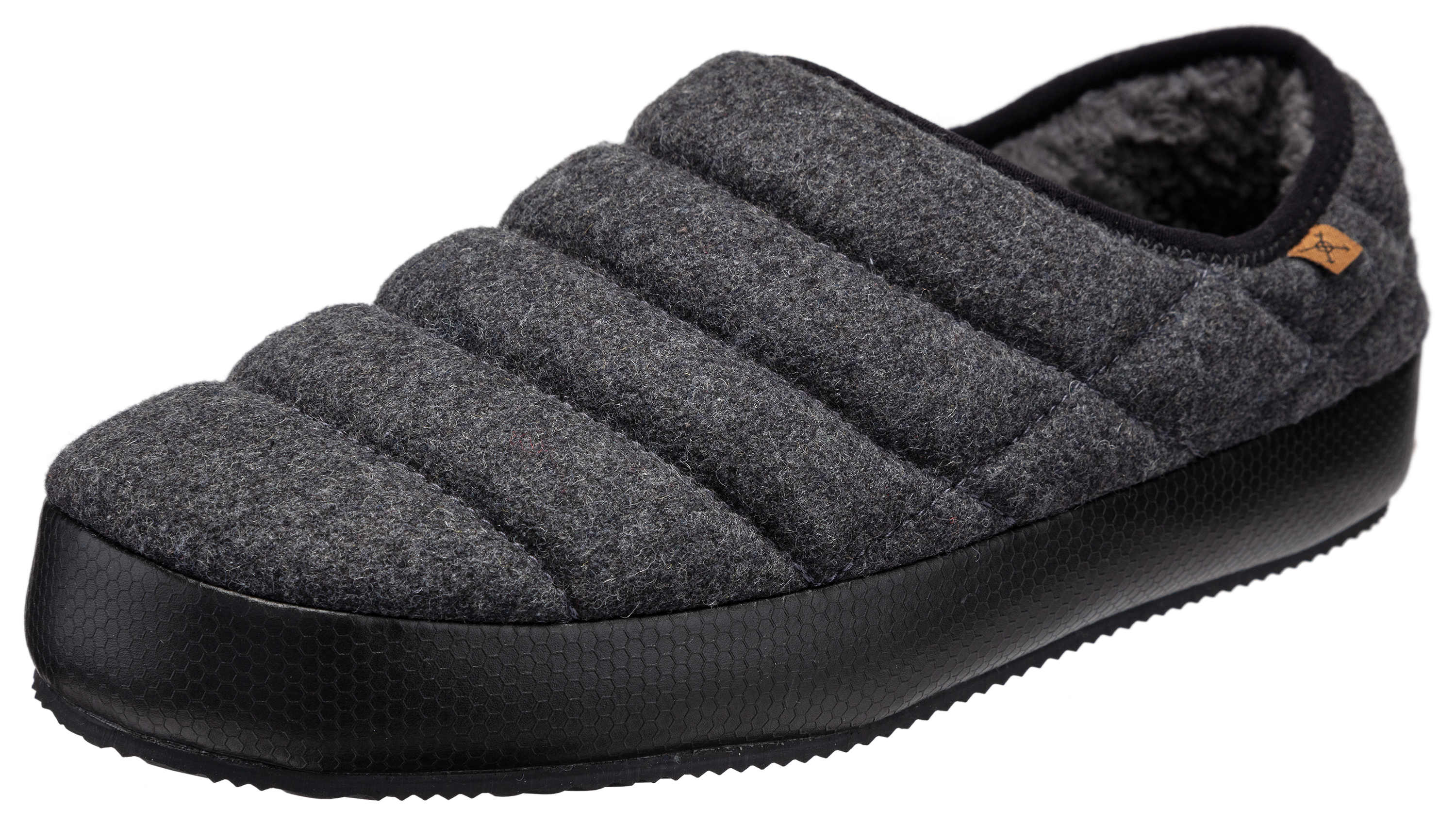Dakota Fleece Quilted Wool Slippers for Men - Grey - 12M