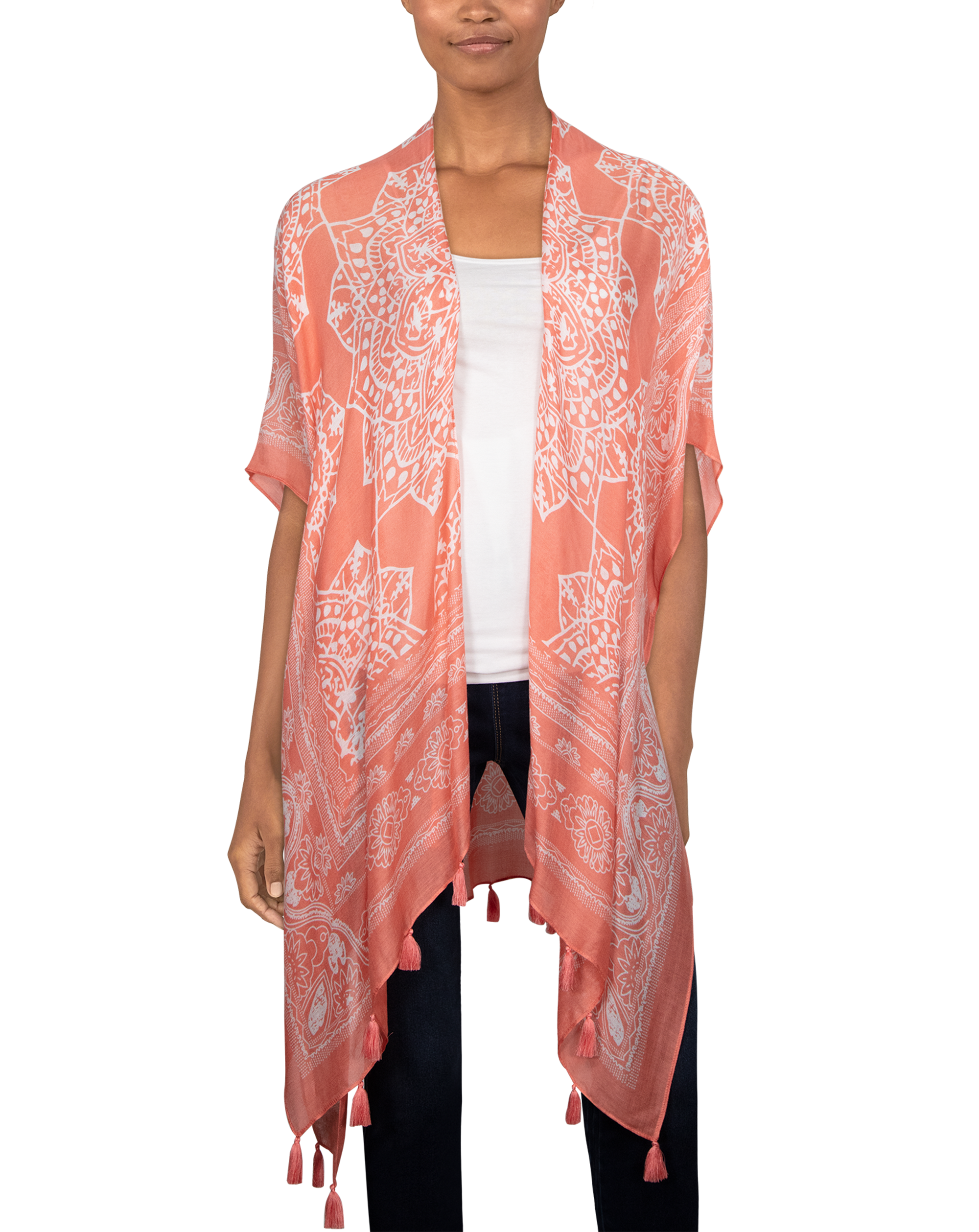 Quagga Peach and Papaya Ruana for Ladies
