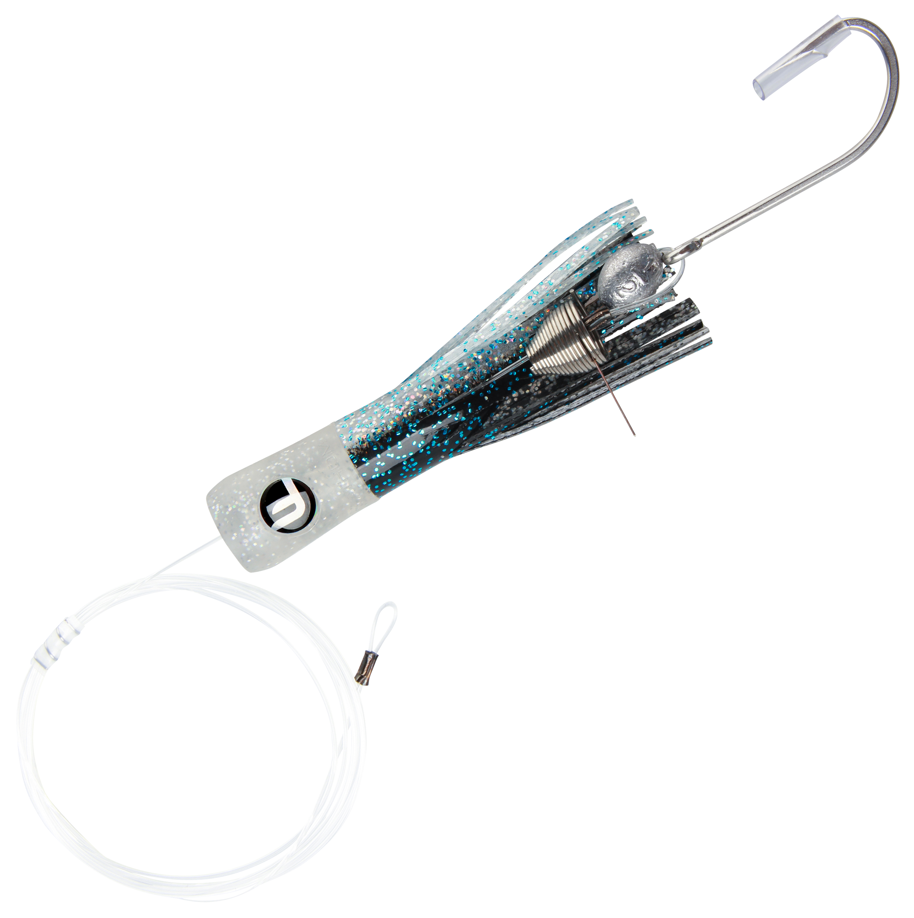 Fathom Offshore Rigged Mini Soft Head Chugger Ballyhoo - Black/Clear