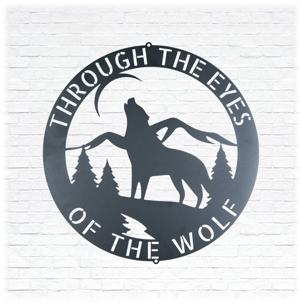 Metal Unlimited Howling Wolf Monogram Personalized Steel Sign