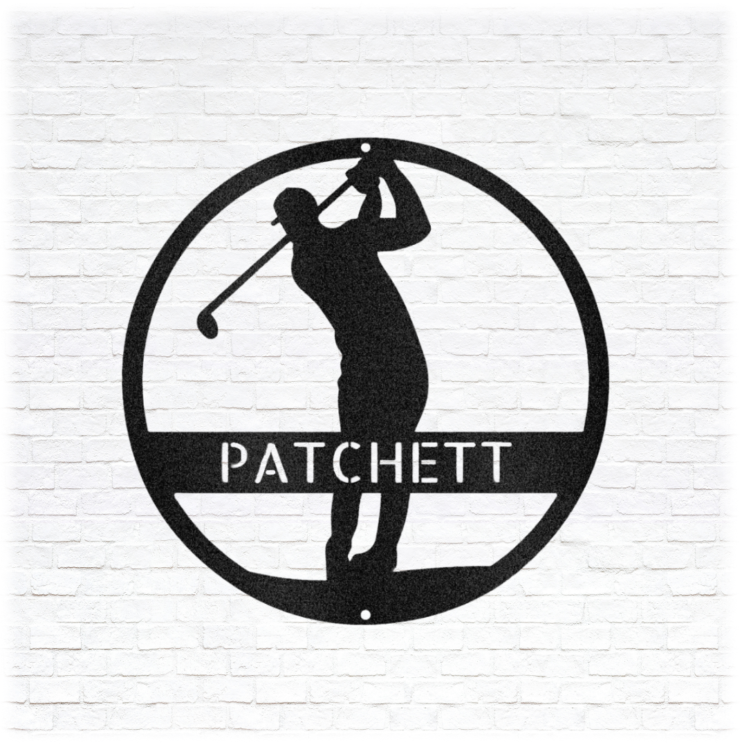 Metal Unlimited Golfer Monogram Personalized Steel Sign
