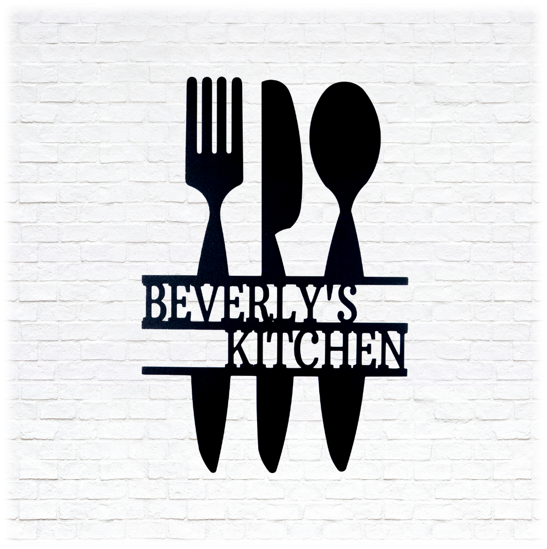 Metal Unlimited Kitchen Utensils Monogram Personalized Steel Sign