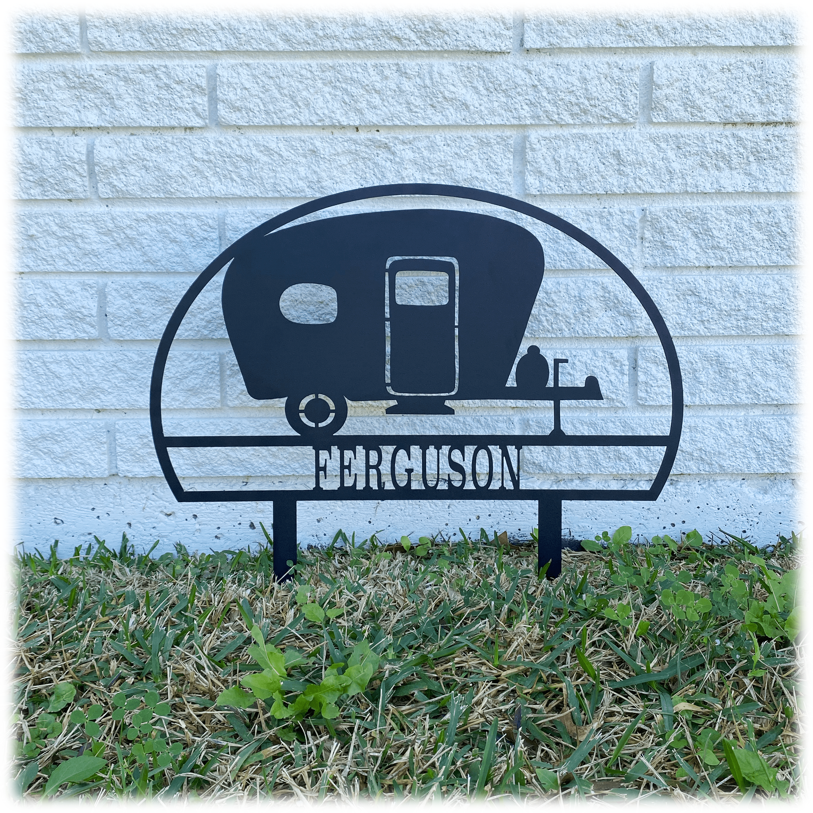 Metal Unlimited Camper Yard Monogram Stake Personalized Steel Sign