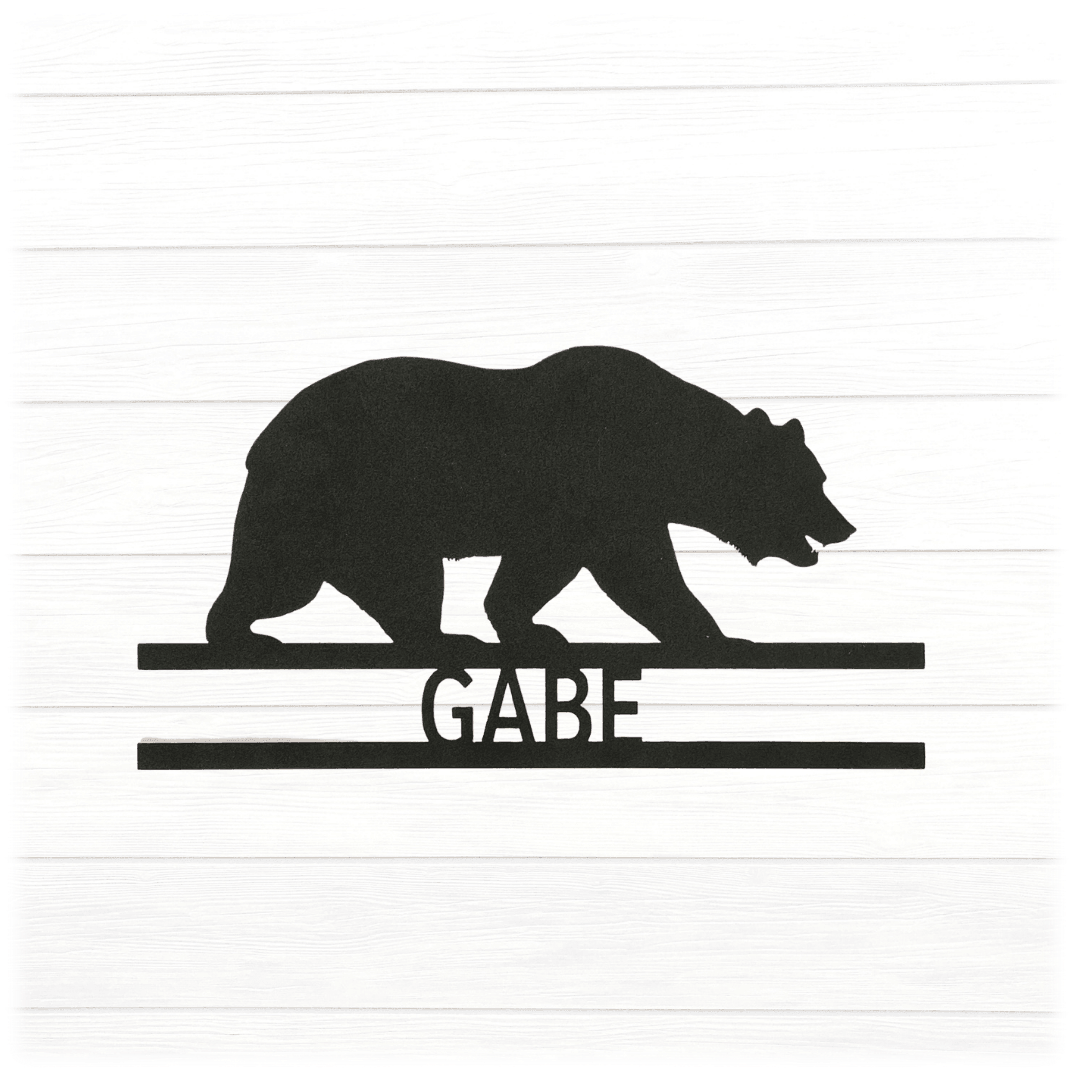 Metal Unlimited Bear Monogram Personalized Steel Sign