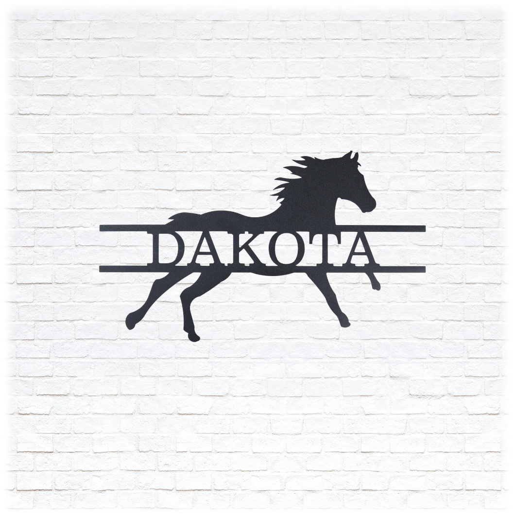 Metal Unlimited Sprinting Horse Monogram Personalized Steel Sign