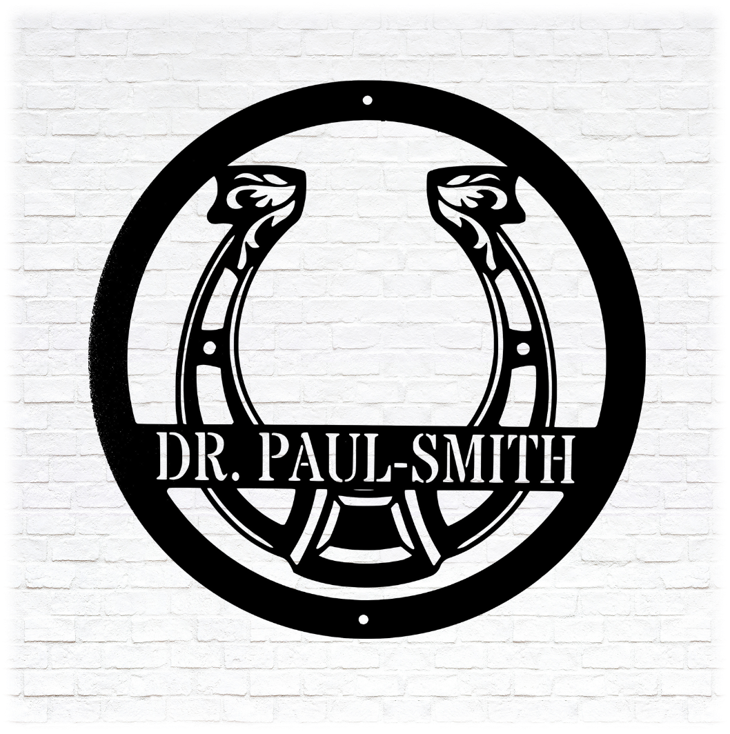Metal Unlimited Horseshoe Monogram Personalized Steel Sign